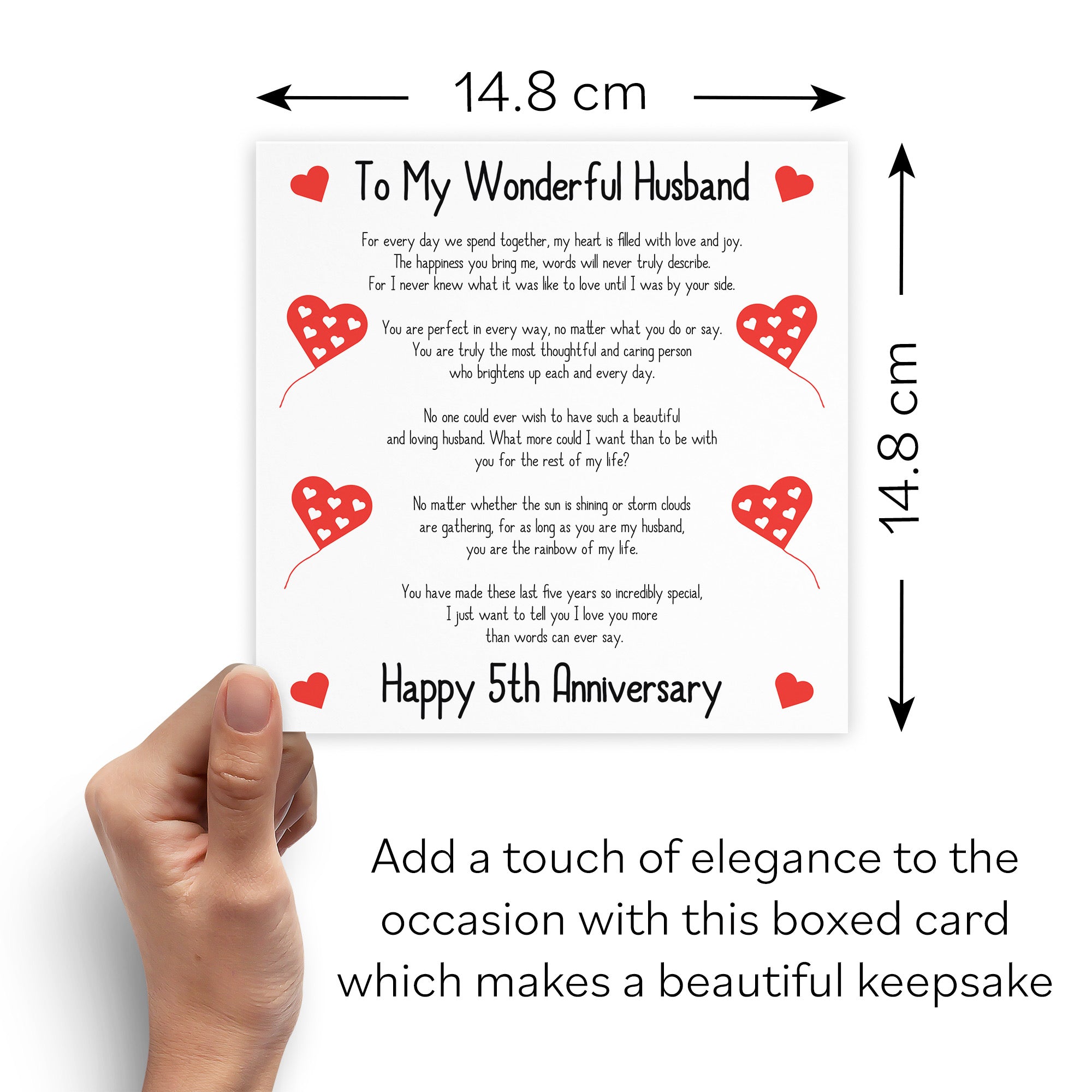 Boxed 5th Husband Anniversary Card Romantic Verses - Default Title (B0D54ZJN8B)