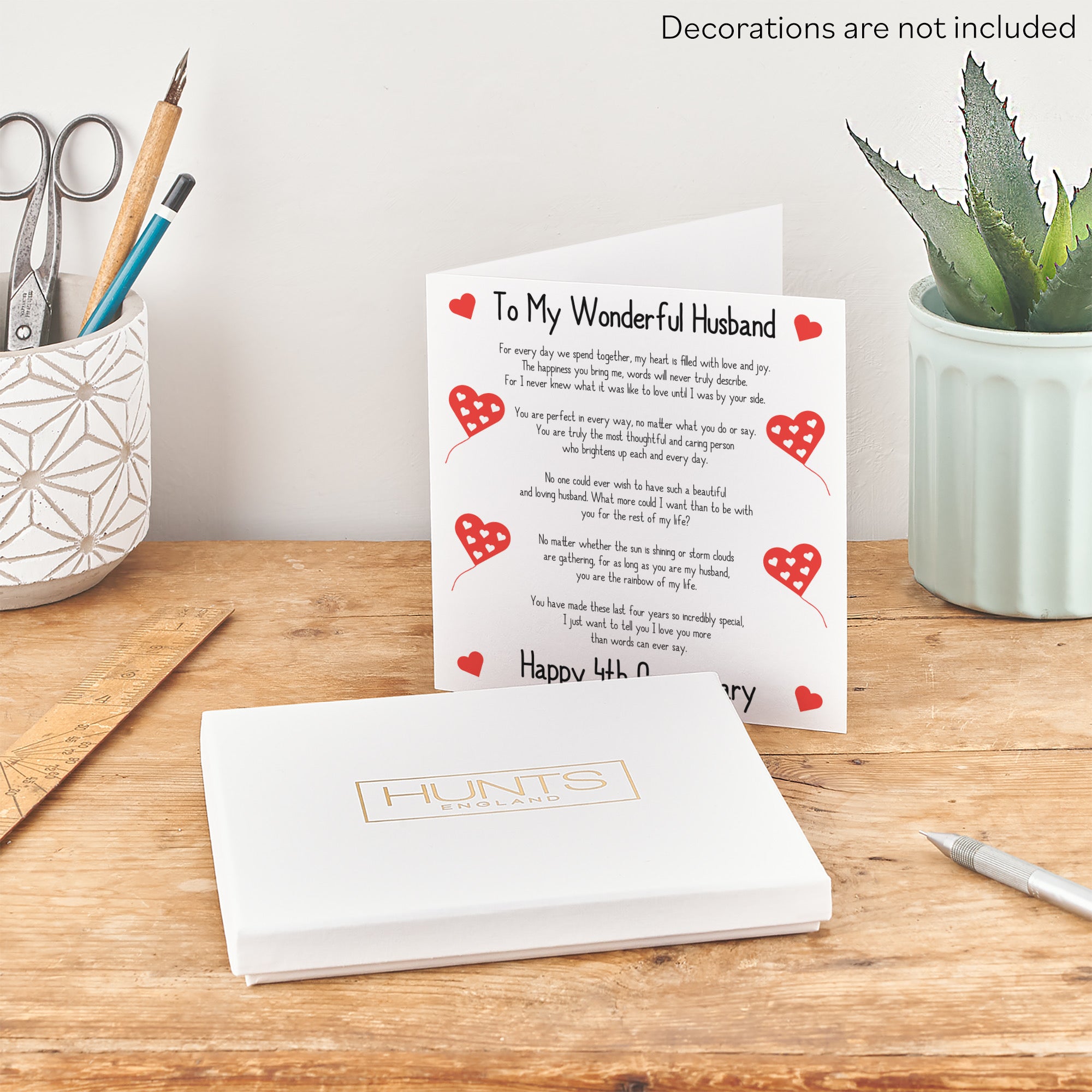 Boxed 4th Husband Anniversary Card Romantic Verses - Default Title (B0D54ZSCKH)