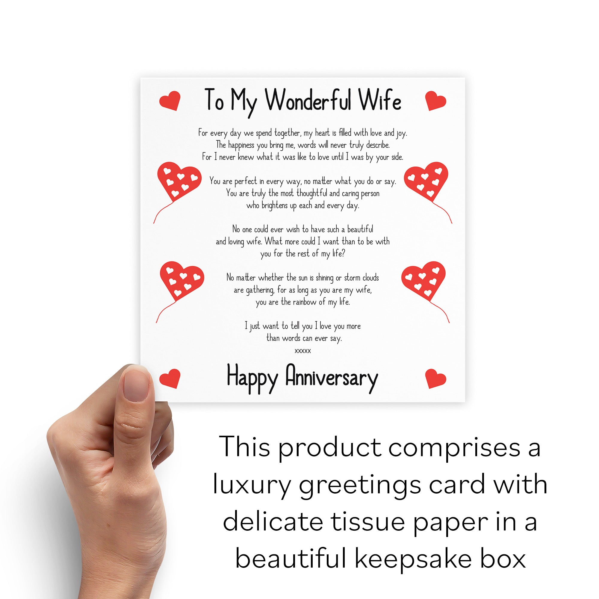 Boxed Wife Anniversary Card Romantic Verses - Default Title (B0D551G2JW)