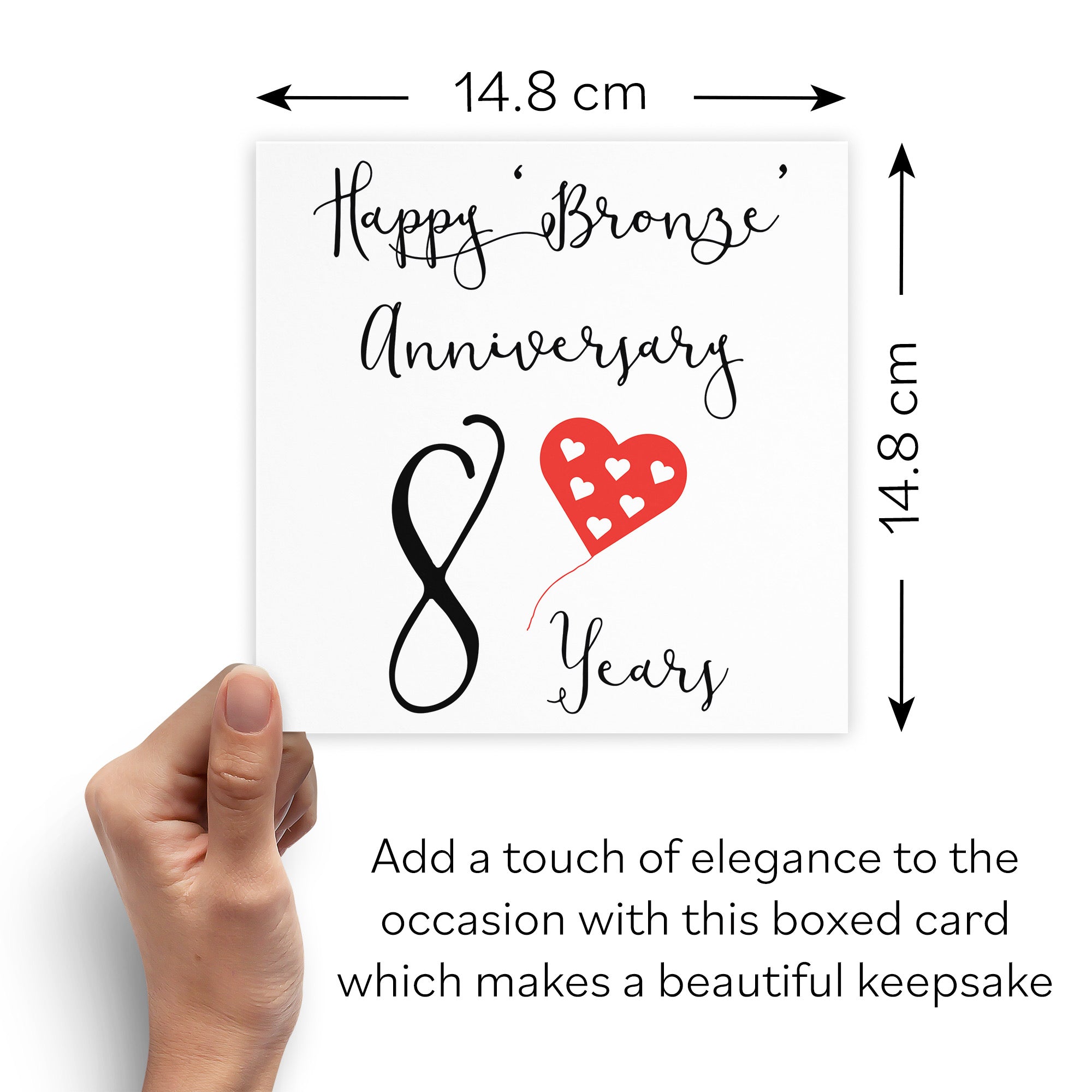 Boxed 8th Anniversary Card Red Heart - Default Title (B0D58GH48F)