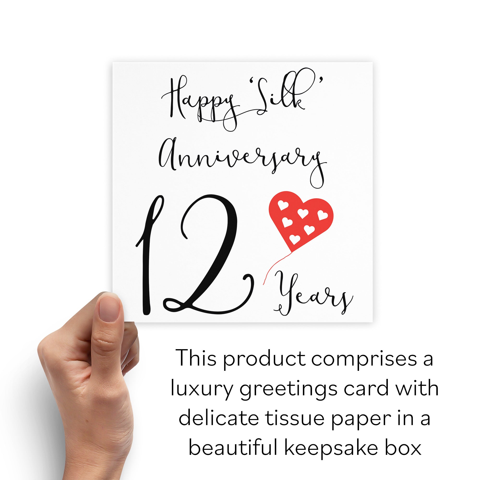 Boxed 12th Anniversary Card Red Heart - Default Title (B0D58GYLHH)