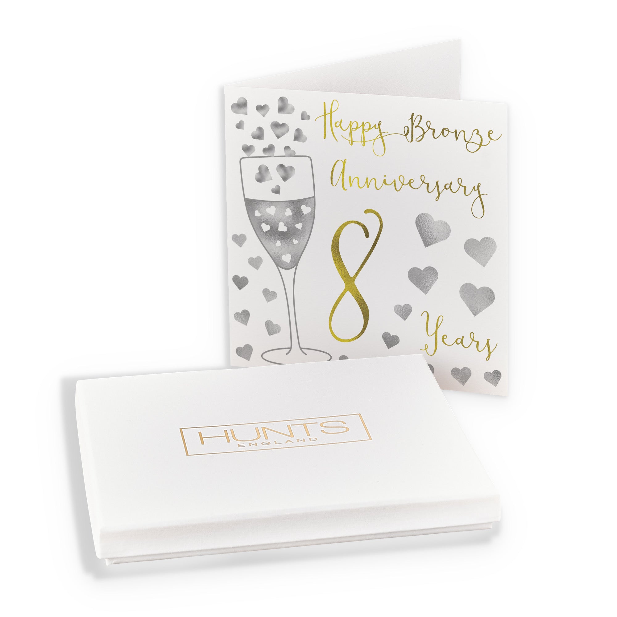 Boxed 8th Anniversary Card Silver Hearts - Default Title (B0D58H1GWQ)