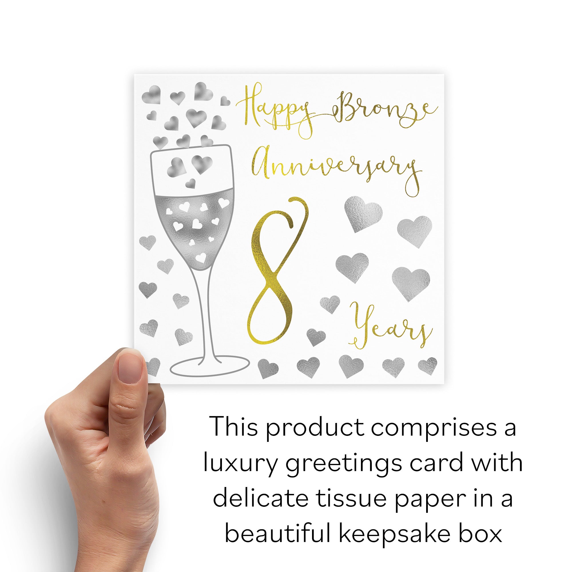 Boxed 8th Anniversary Card Silver Hearts - Default Title (B0D58H1GWQ)