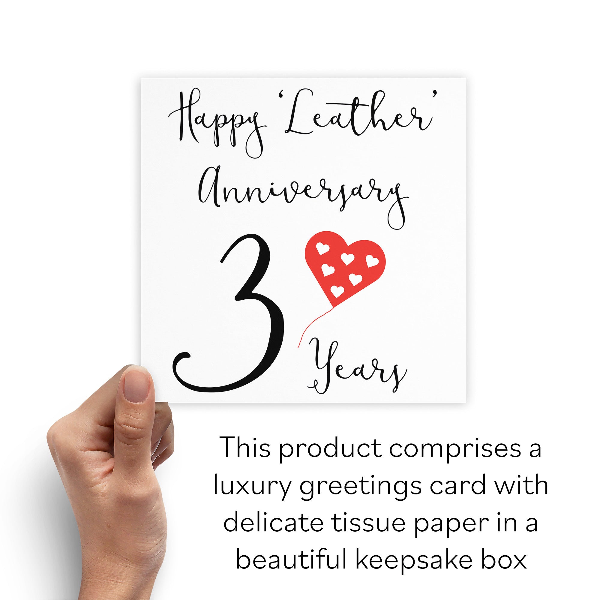 Boxed 3rd Anniversary Card Red Heart - Default Title (B0D58H34TY)