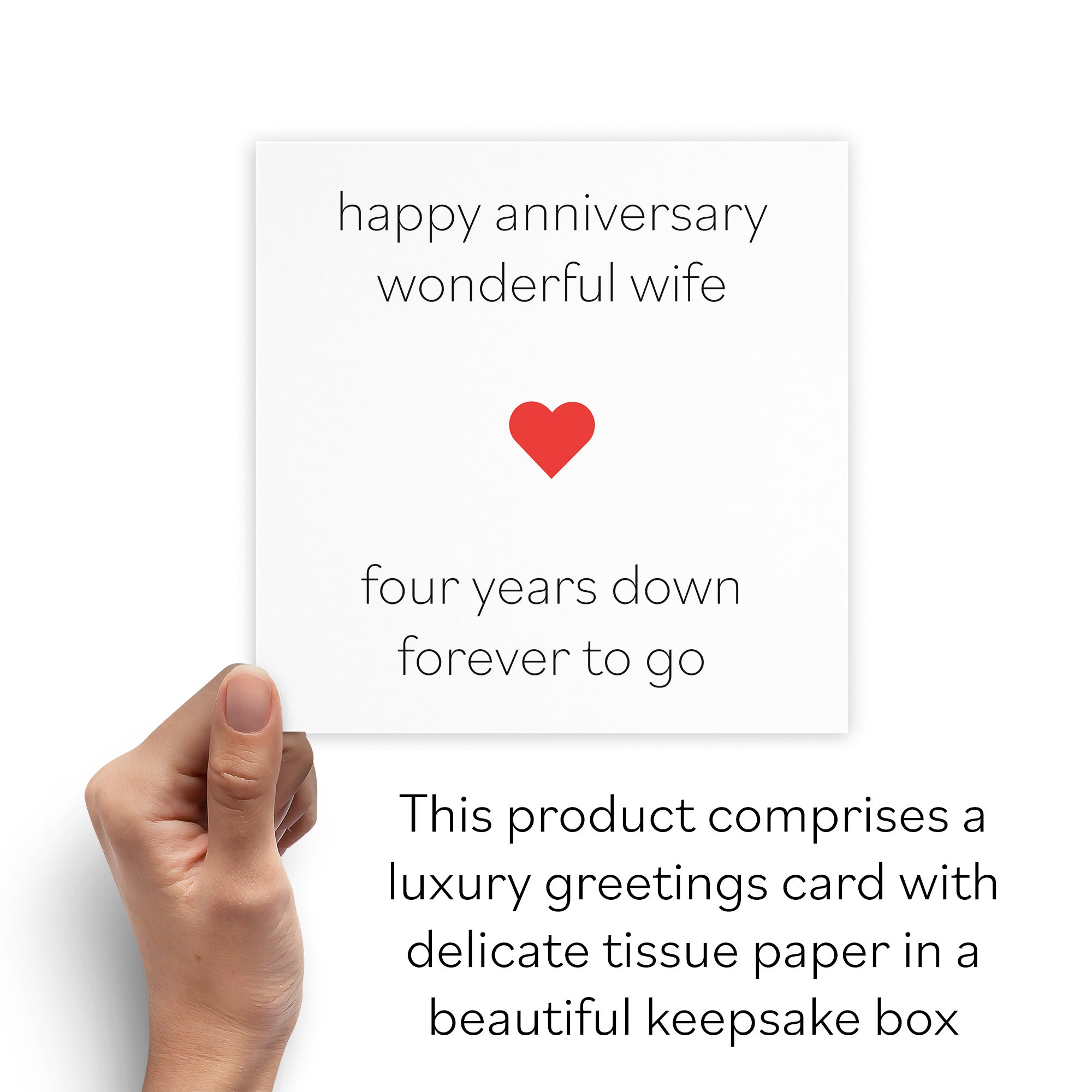 Boxed 4th Wife Anniversary Card Four Years Down Forever To Go Red Heart - Default Title (B0D58H5LQN)