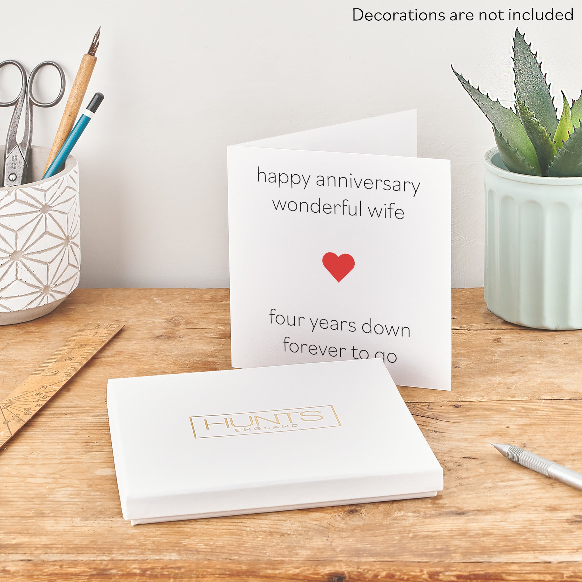 Boxed 4th Wife Anniversary Card Four Years Down Forever To Go Red Heart - Default Title (B0D58H5LQN)