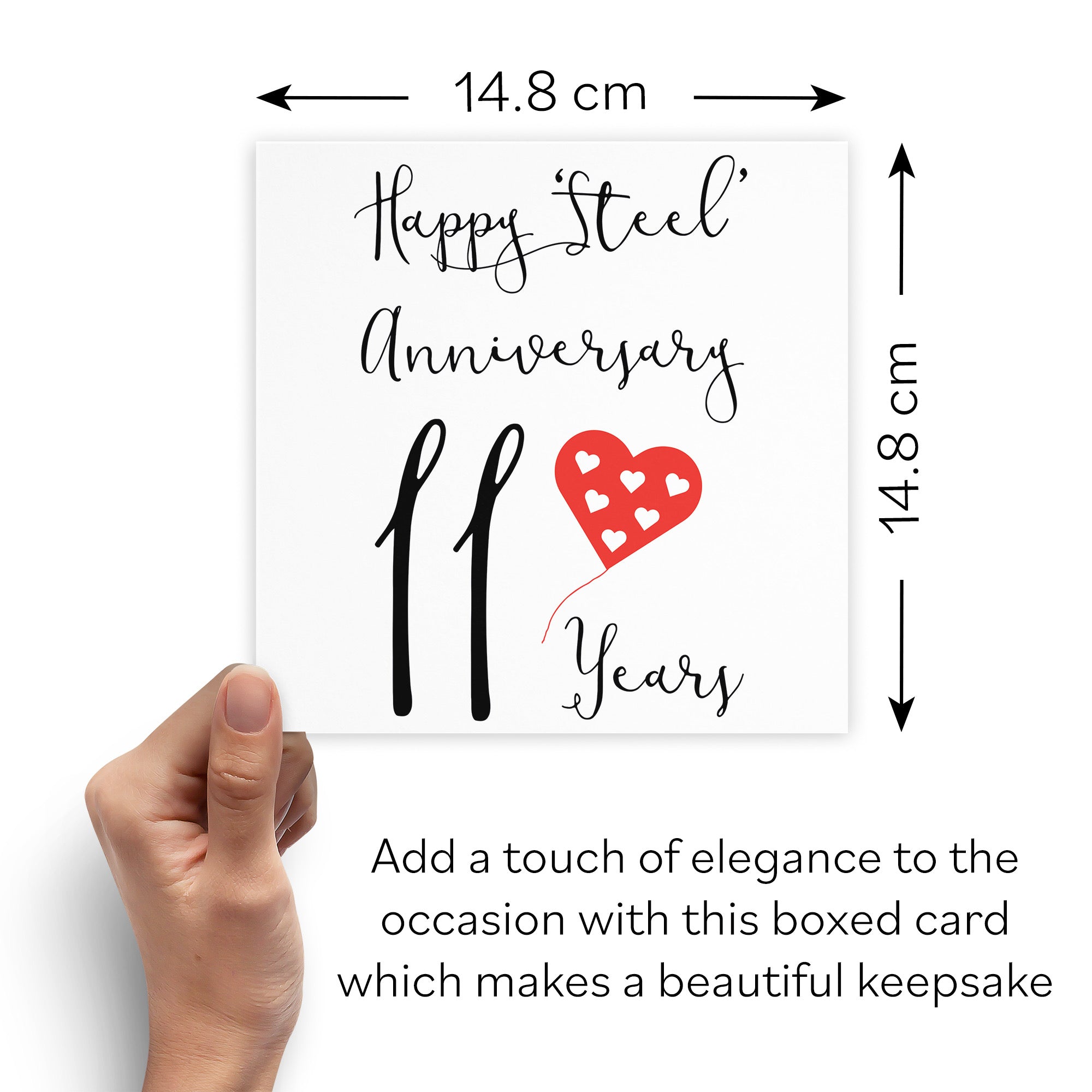 Boxed 11th Anniversary Card Red Heart - Default Title (B0D58H5W4B)