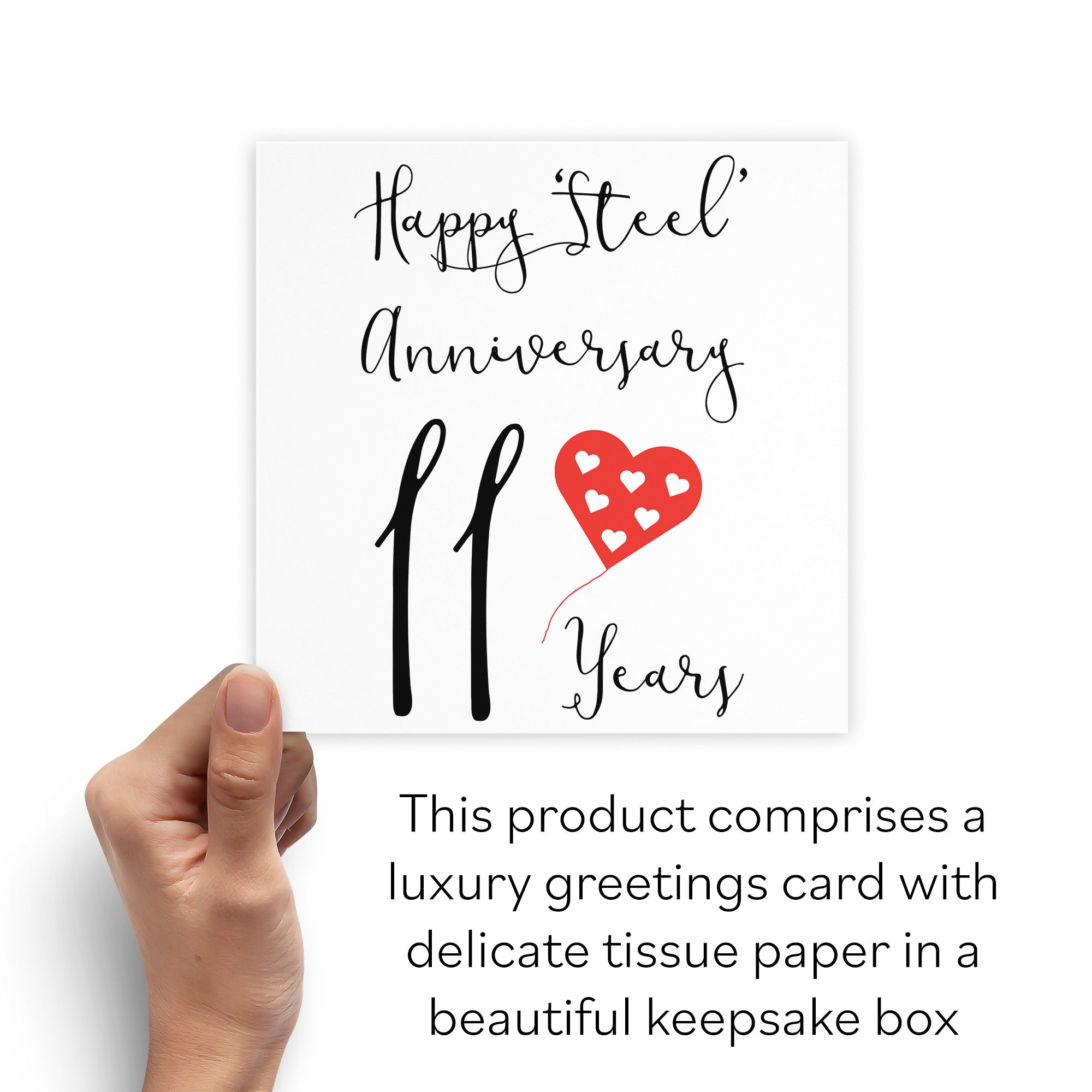 Boxed 11th Anniversary Card Red Heart - Default Title (B0D58H5W4B)