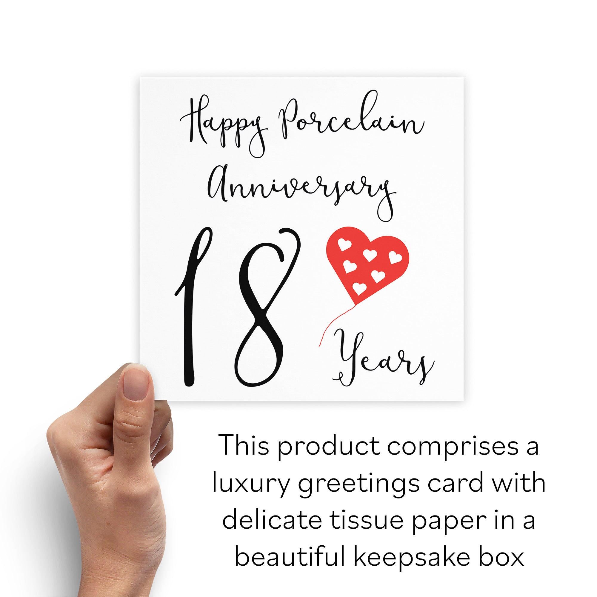 Boxed 18th Porcelain Anniversary Card Red Heart - Default Title (B0D58H62Z2)