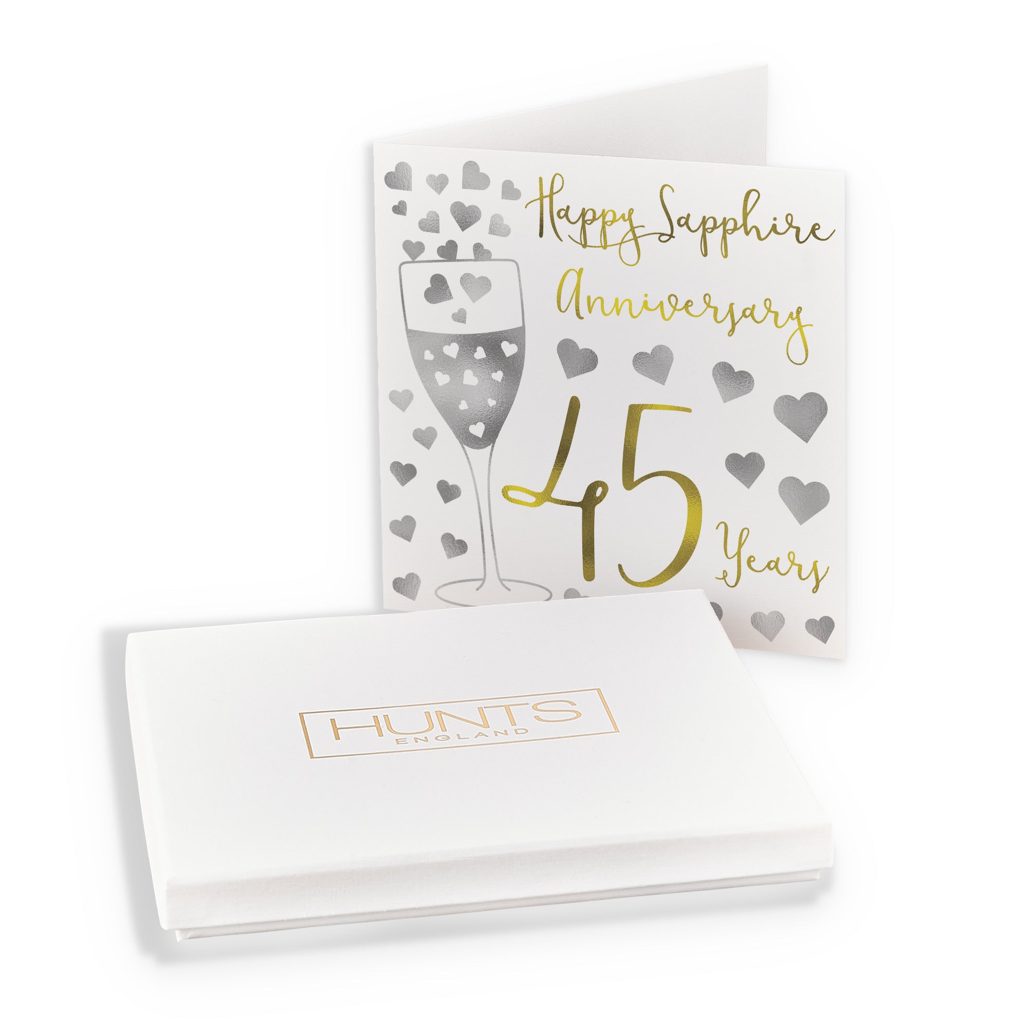 Boxed 45th Anniversary Card Silver Hearts - Default Title (B0D58H6GLZ)