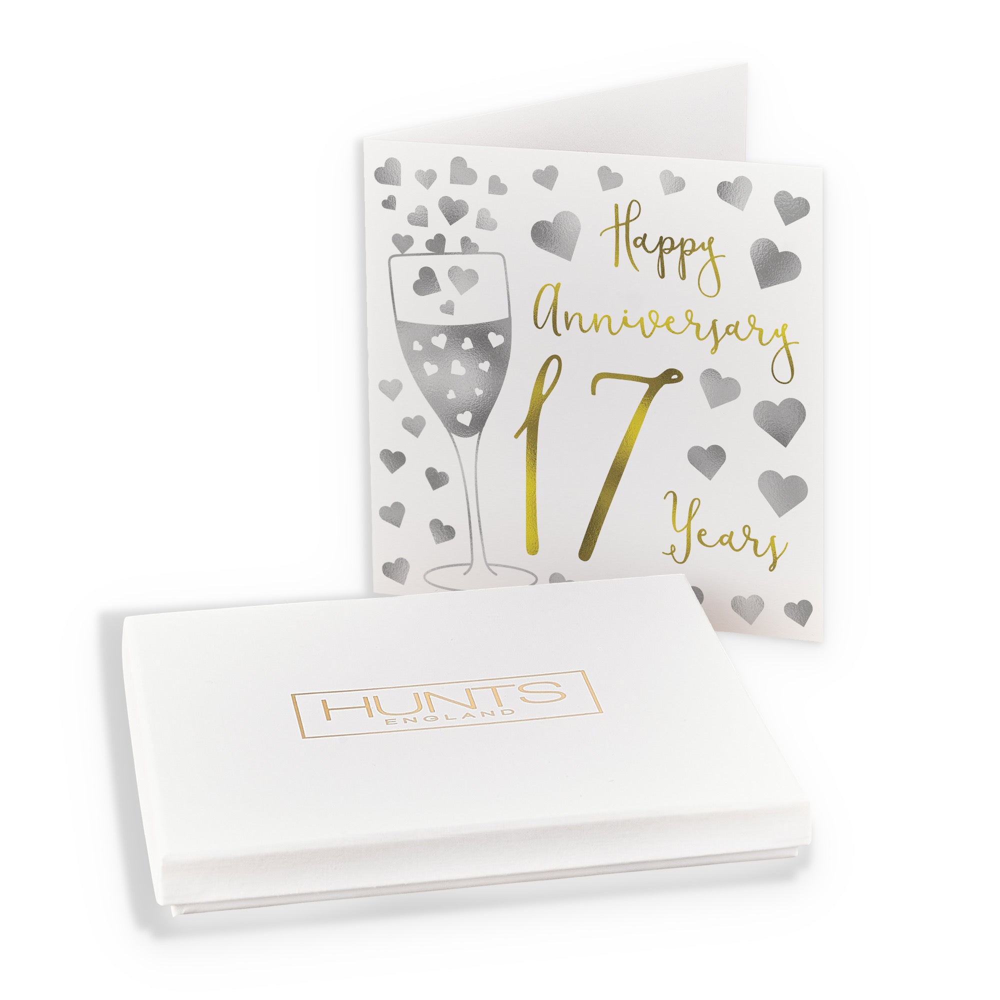 Boxed 17th Anniversary Card Silver Hearts - Default Title (B0D58HHTKX)