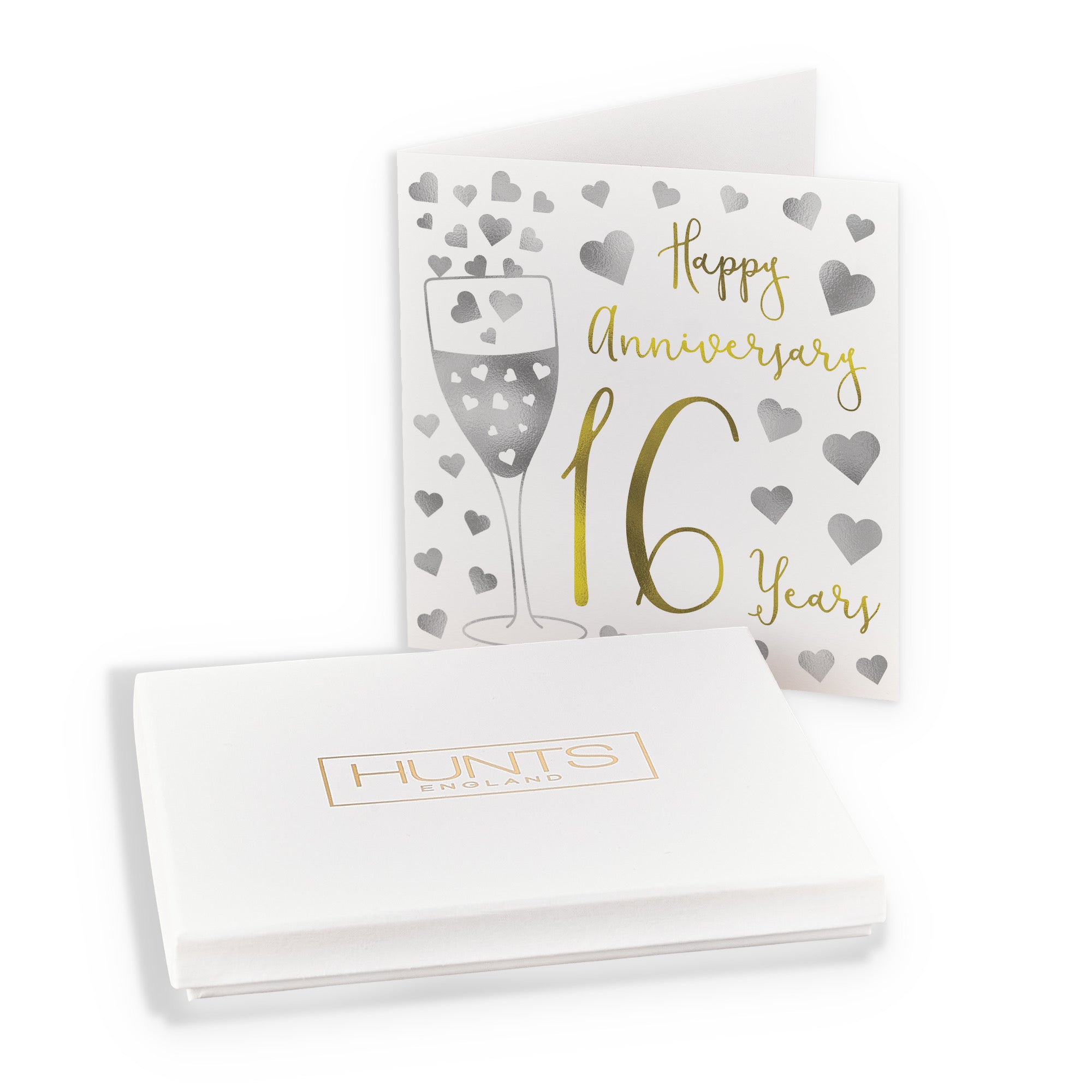 Boxed 16th Anniversary Card Silver Hearts - Default Title (B0D58HJR3D)