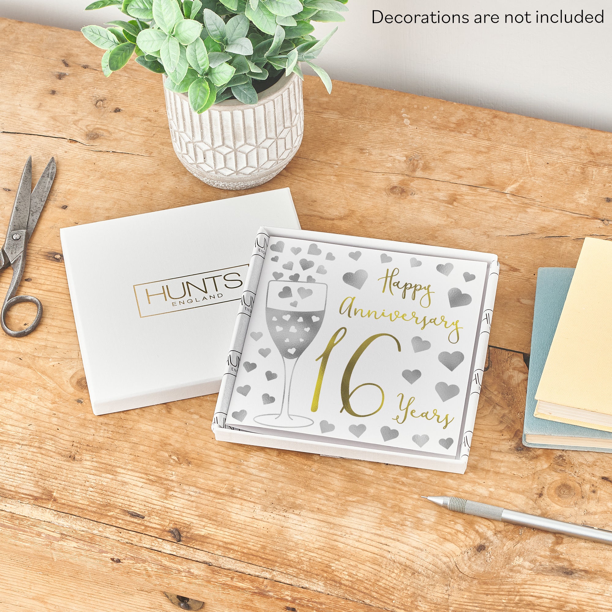 Boxed 16th Anniversary Card Silver Hearts - Default Title (B0D58HJR3D)