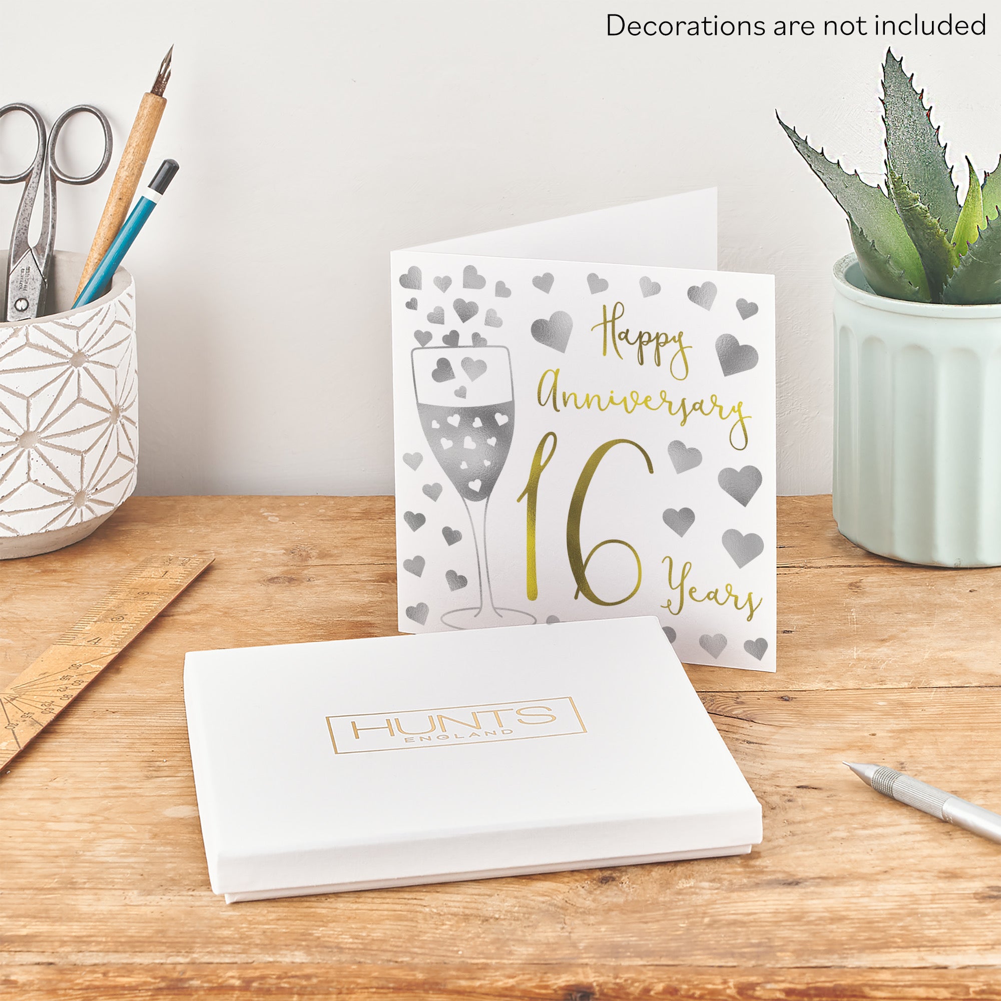 Boxed 16th Anniversary Card Silver Hearts - Default Title (B0D58HJR3D)