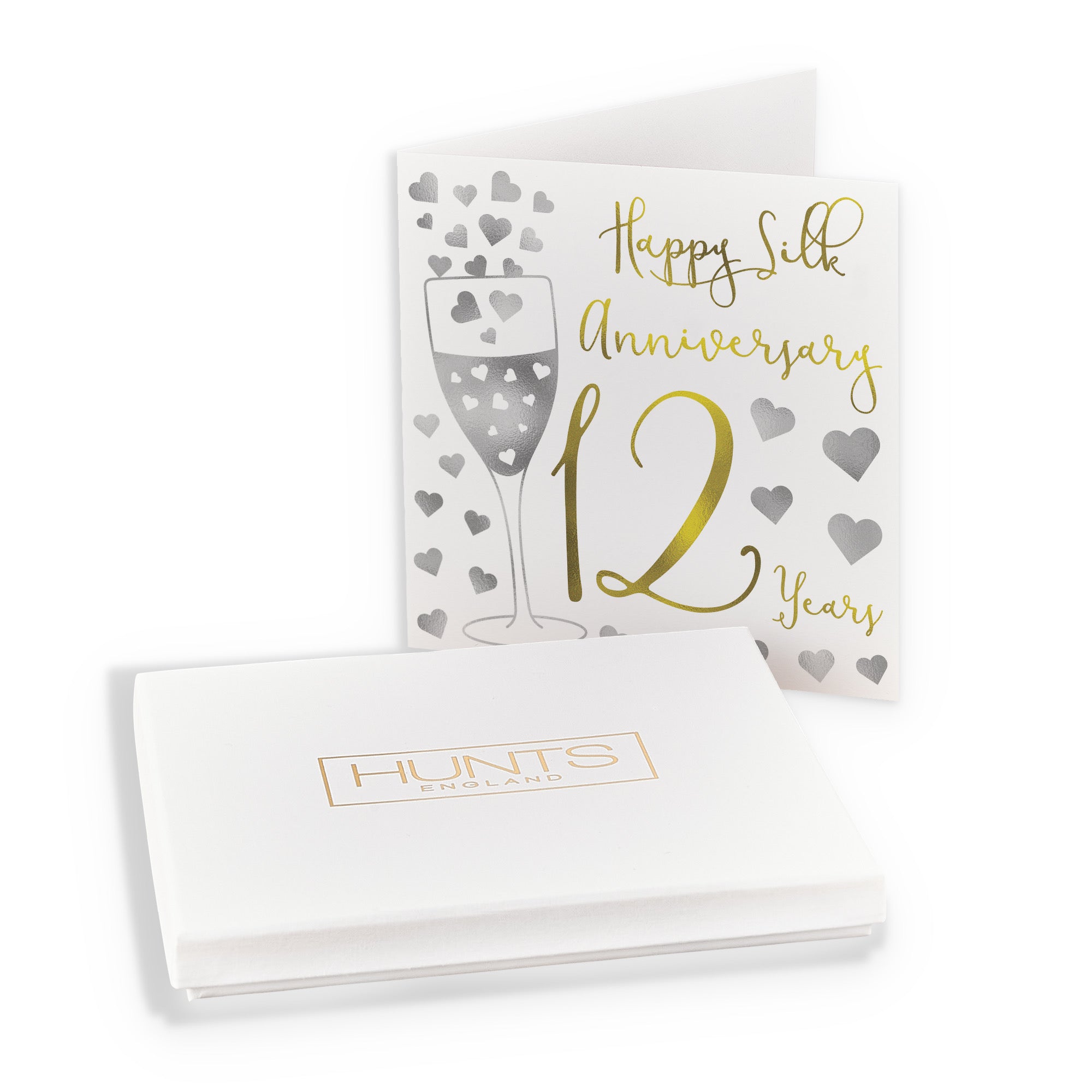 Boxed 12th Anniversary Card Silver Hearts - Default Title (B0D58HPP4V)