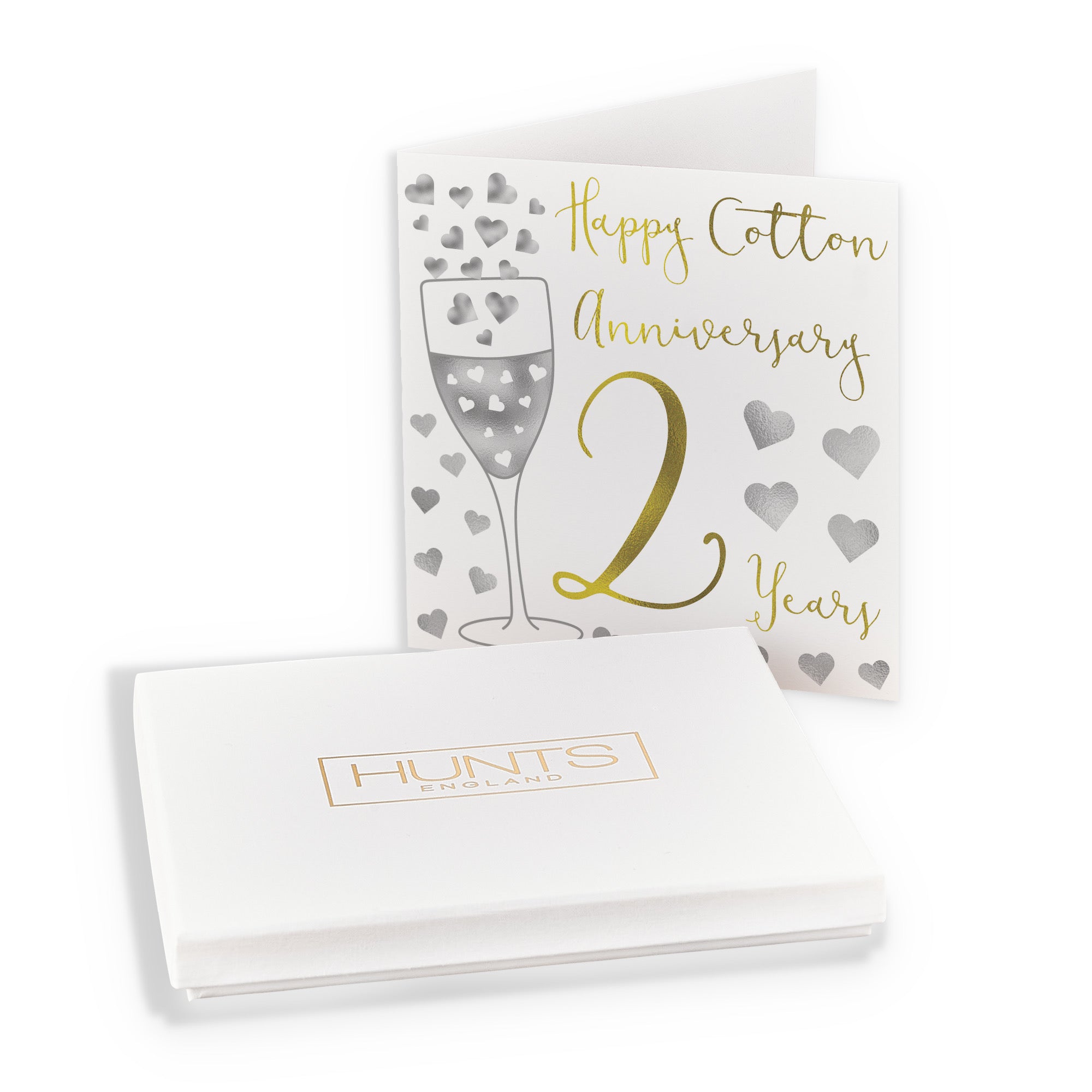 Boxed 2nd Anniversary Card Silver Hearts - Default Title (B0D58J42RK)