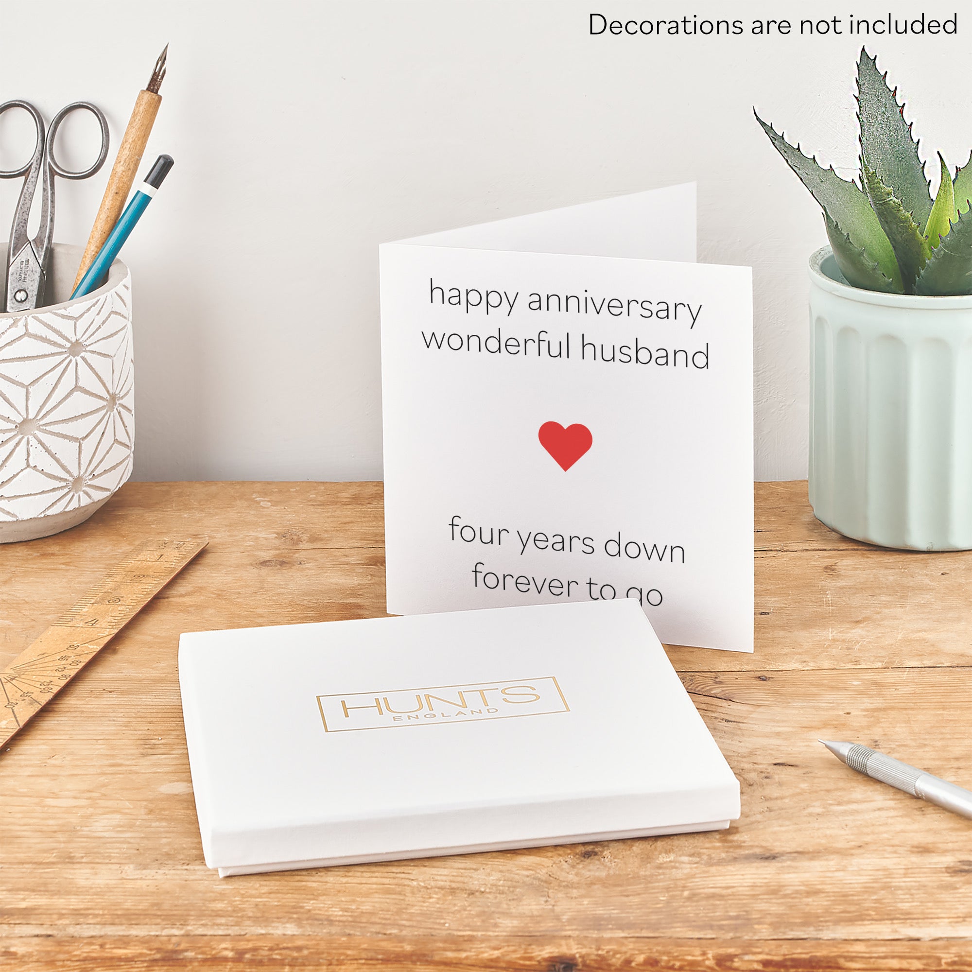 Boxed 4th Husband Anniversary Card Red Heart - Default Title (B0D58J7M28)