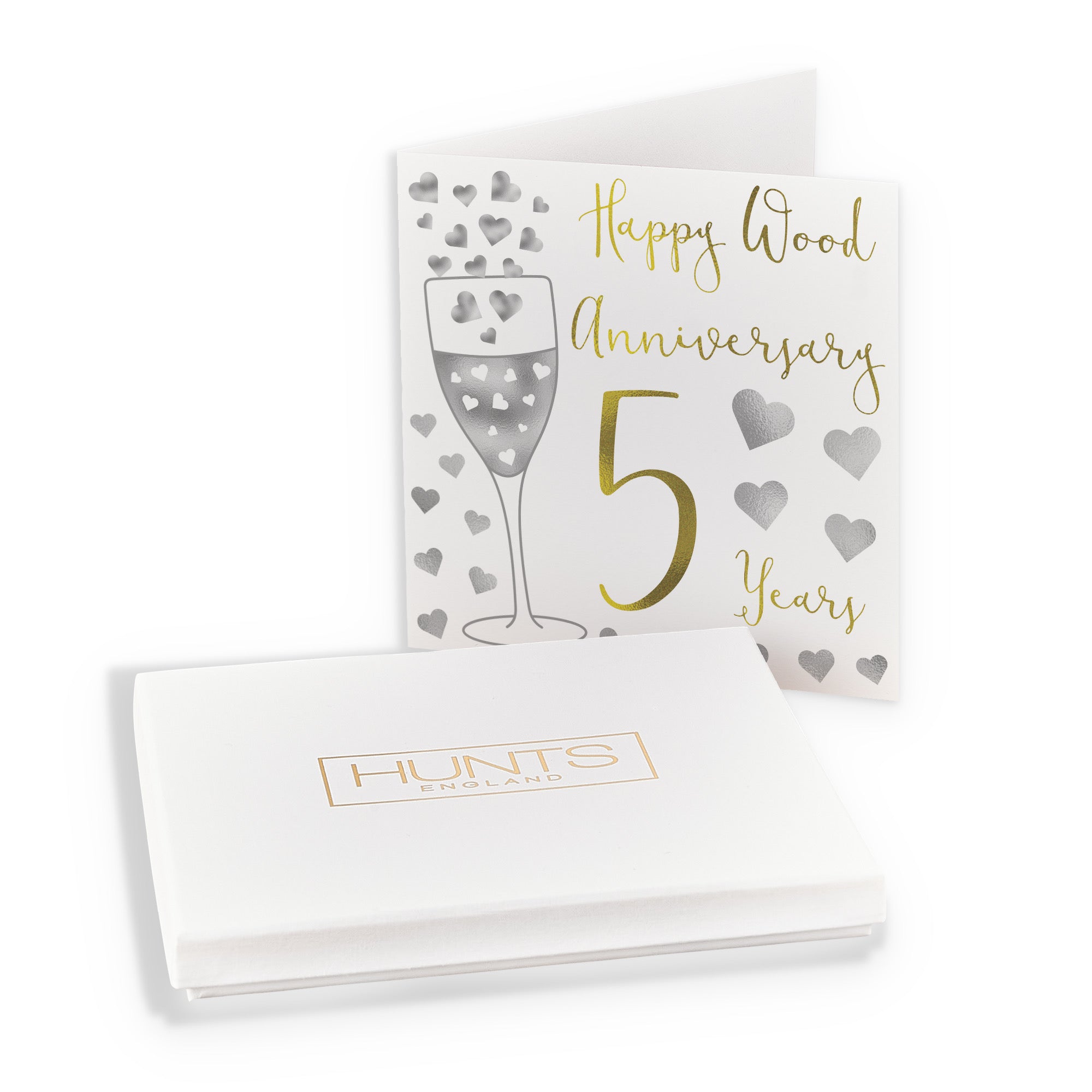 Boxed 5th Anniversary Card Silver Hearts - Default Title (B0D58JD7JM)