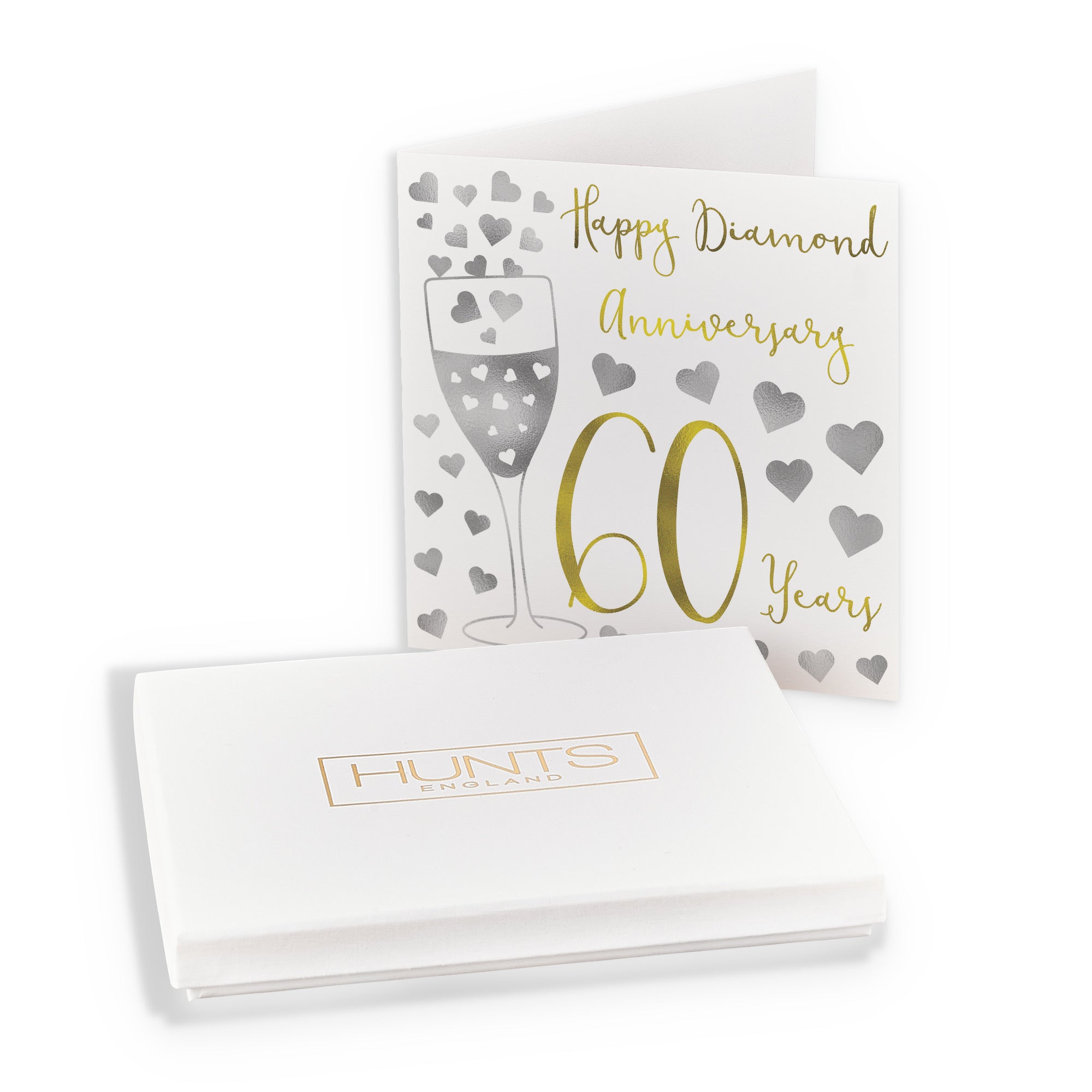 Boxed 60th Anniversary Card Silver Hearts - Default Title (B0D58JF22J)