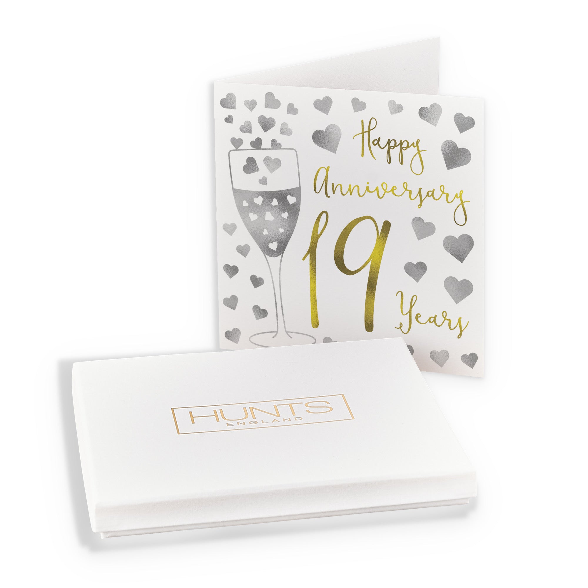 Boxed 19th Anniversary Card Silver Hearts - Default Title (B0D58JKT29)