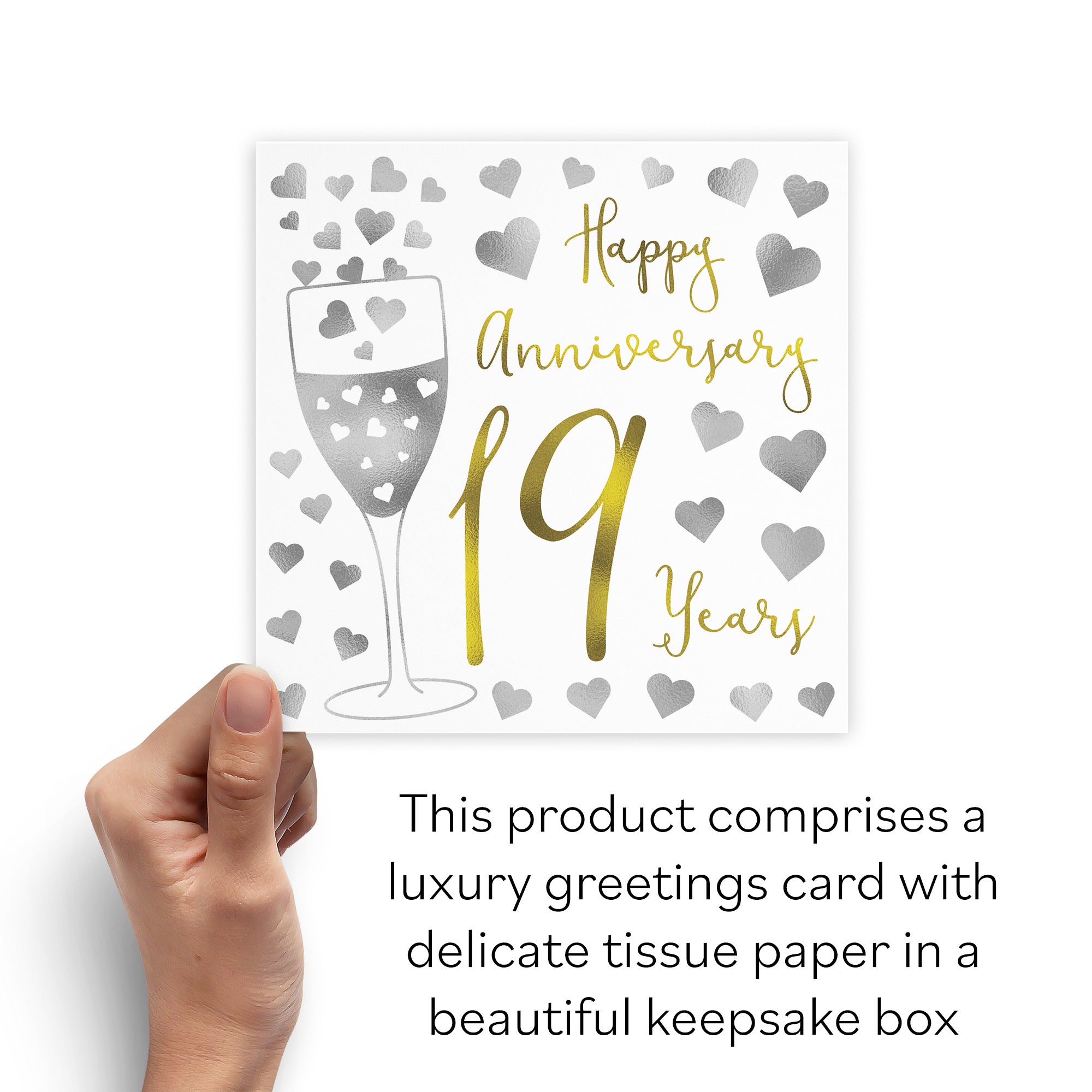 Boxed 19th Anniversary Card Silver Hearts - Default Title (B0D58JKT29)