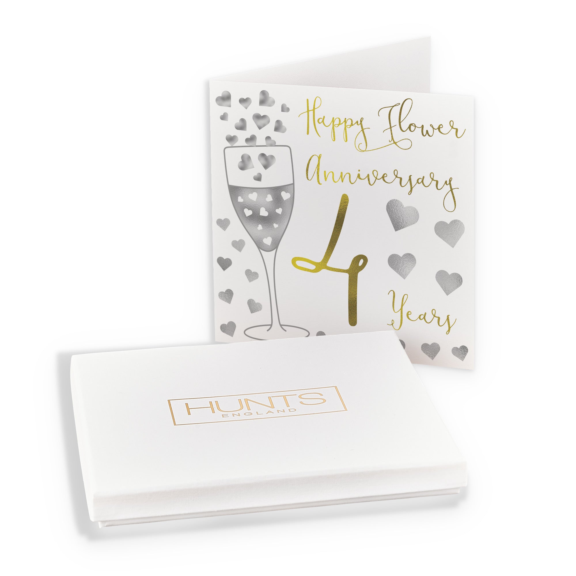 Boxed 4th Anniversary Card Silver Hearts - Default Title (B0D58JLVJV)