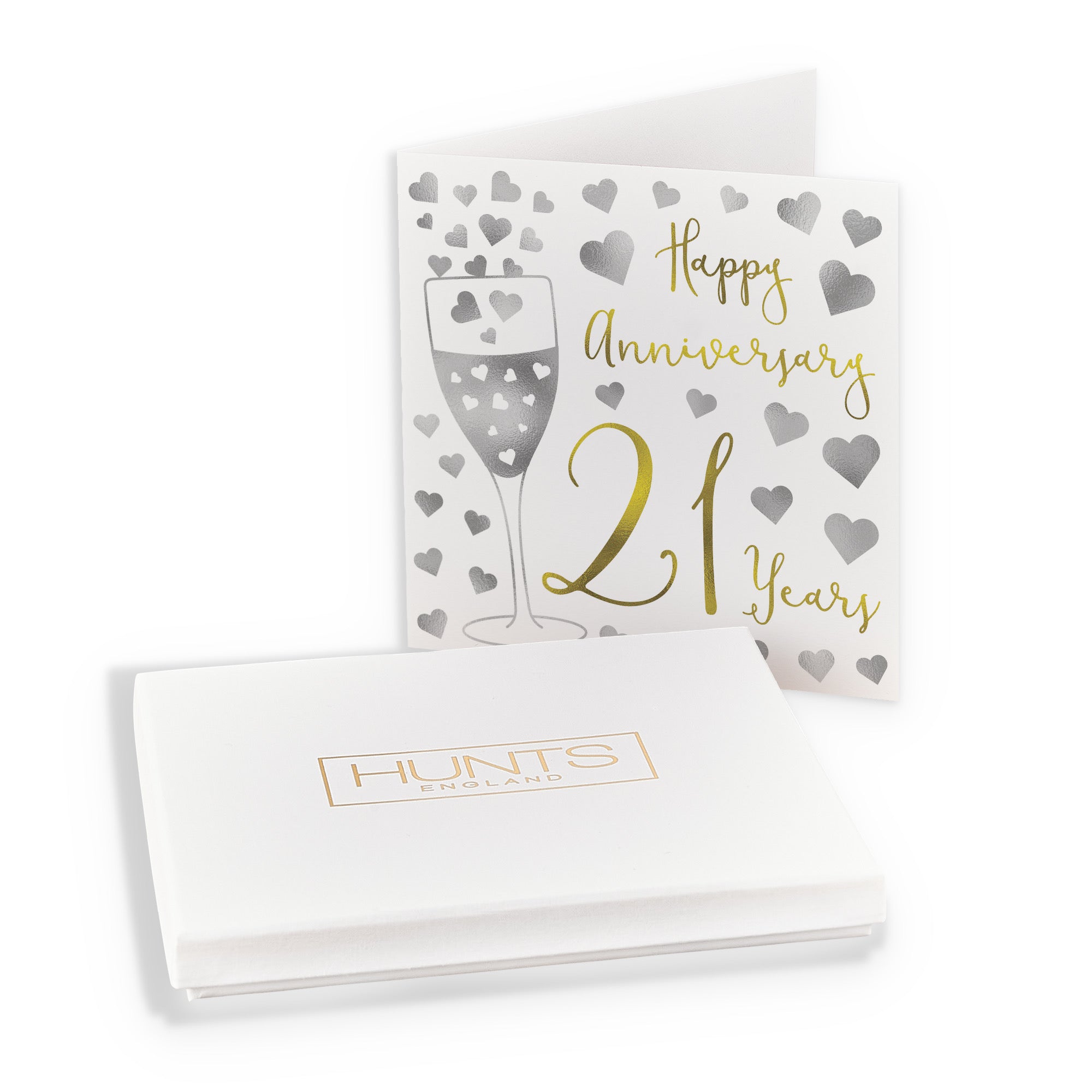 Boxed 21st Anniversary Card Silver Hearts - Default Title (B0D58JP9JT)