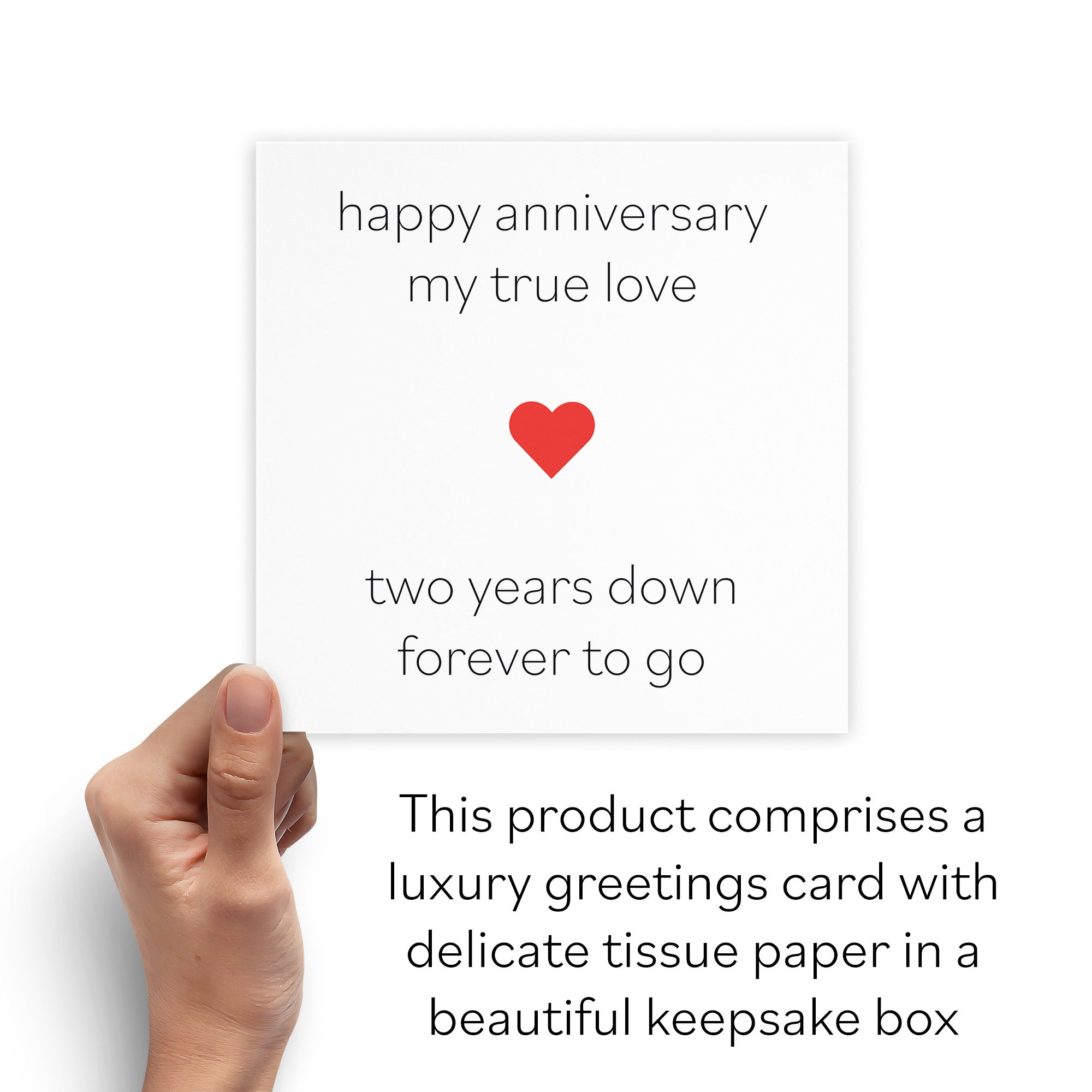 Boxed 2nd Anniversary Card True Love Red Heart - Default Title (B0D58JPNXY)