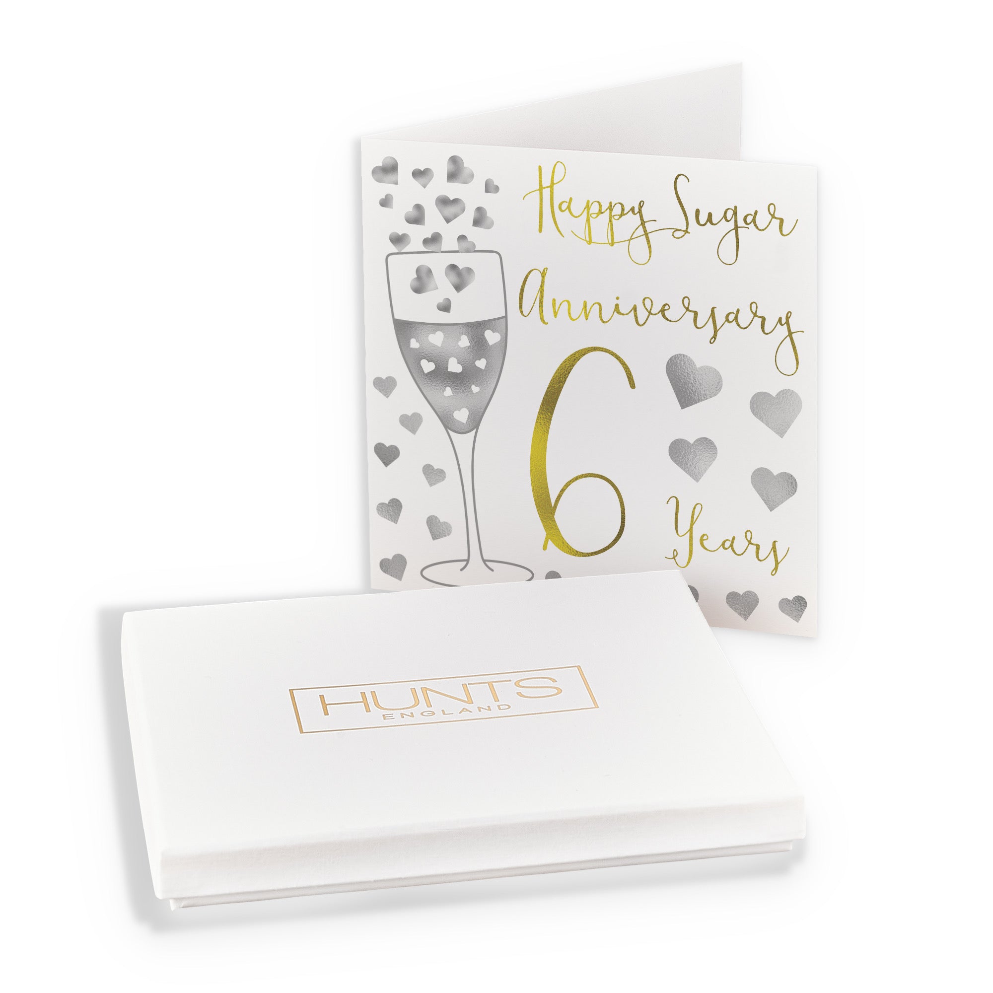 Boxed 6th Anniversary Card Silver Hearts - Default Title (B0D58JZ4QK)