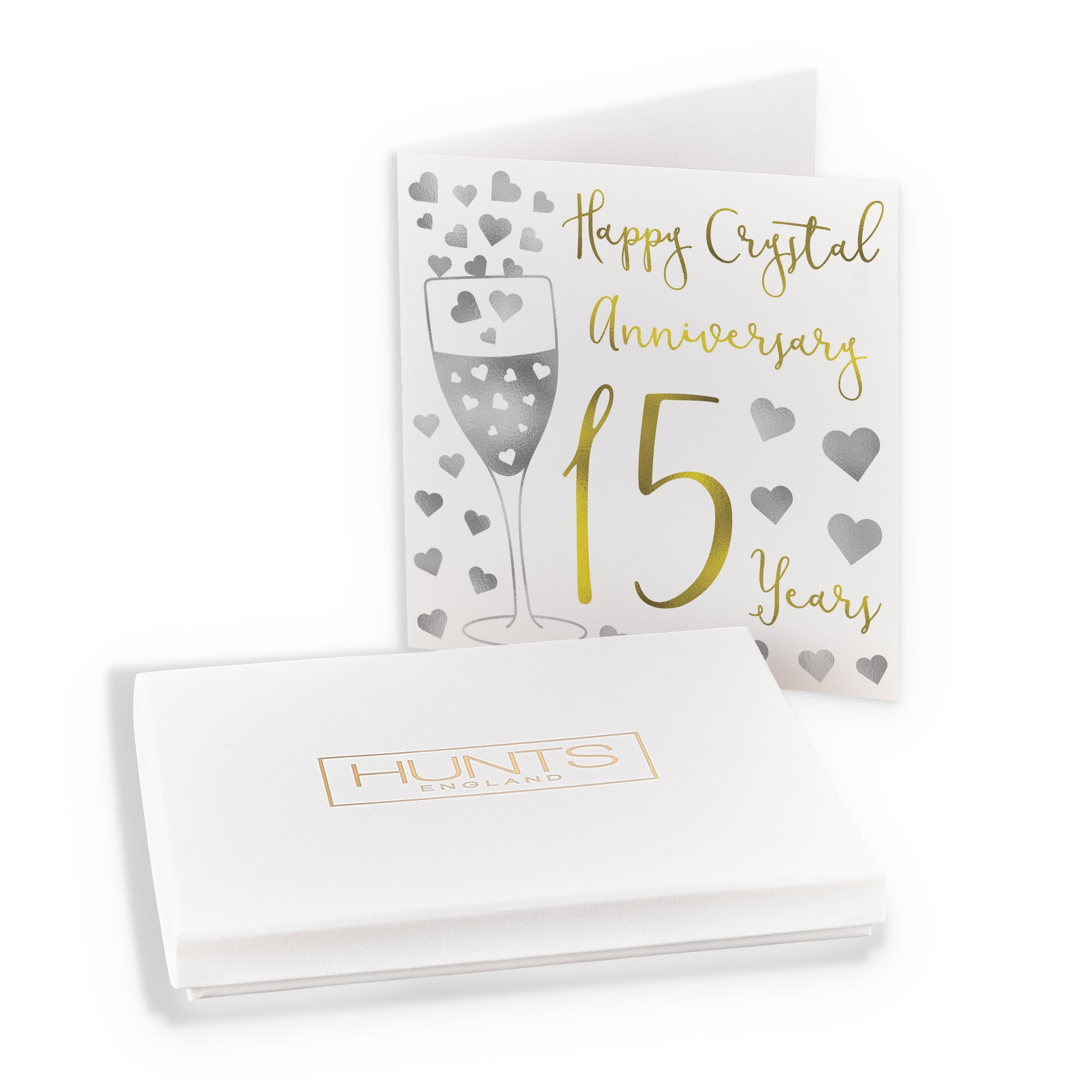 Boxed 15th Anniversary Card Silver Hearts - Default Title (B0D58K4RRX)