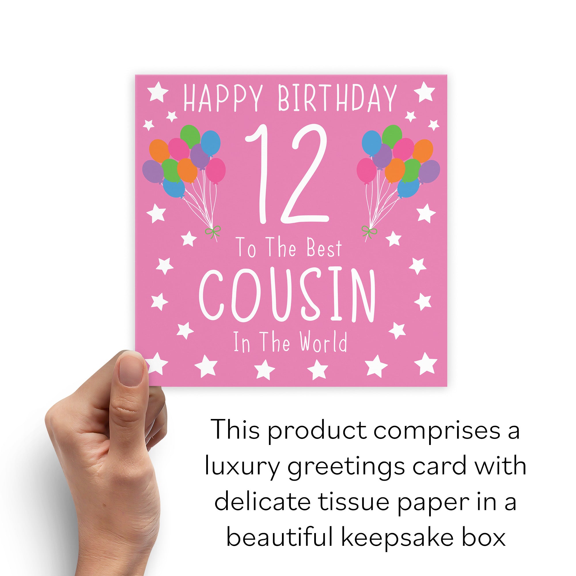 Boxed 12th Cousin Female Pink Birthday Card Iconic - Default Title (B0D58K4S7W)