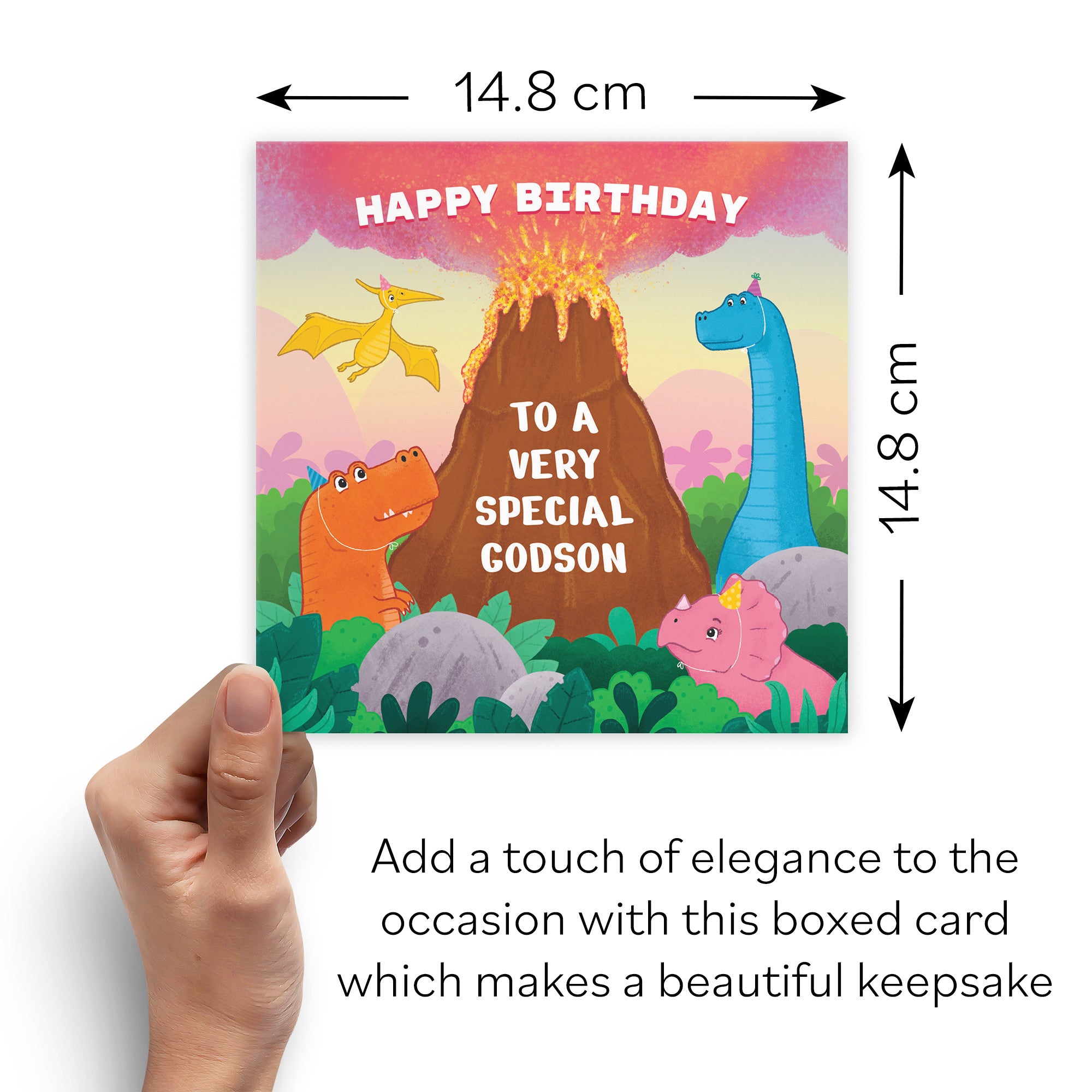 Boxed Godson Dinosaur Volcano Children's Birthday Card Imagination - Default Title (B0D58KRDQY)