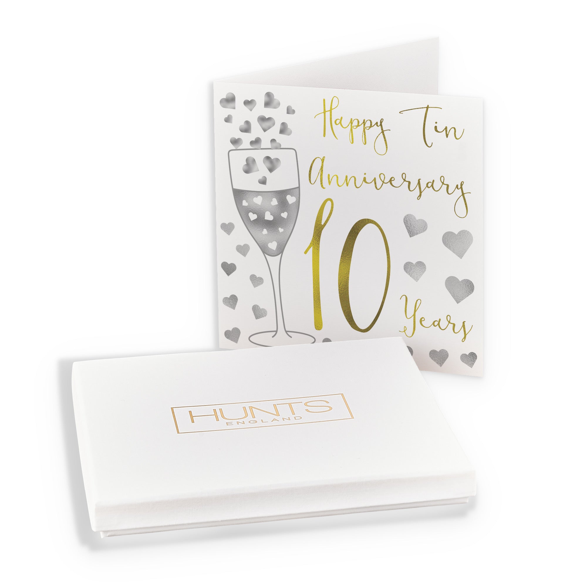 Boxed 10th Anniversary Card Silver Hearts - Default Title (B0D58KVBL1)