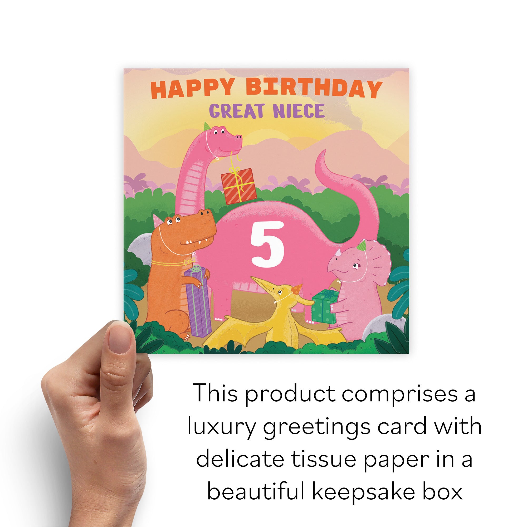 Boxed 5th Great Niece Dinosaur Party Birthday Card Imagination - Default Title (B0D58KXD8Y)