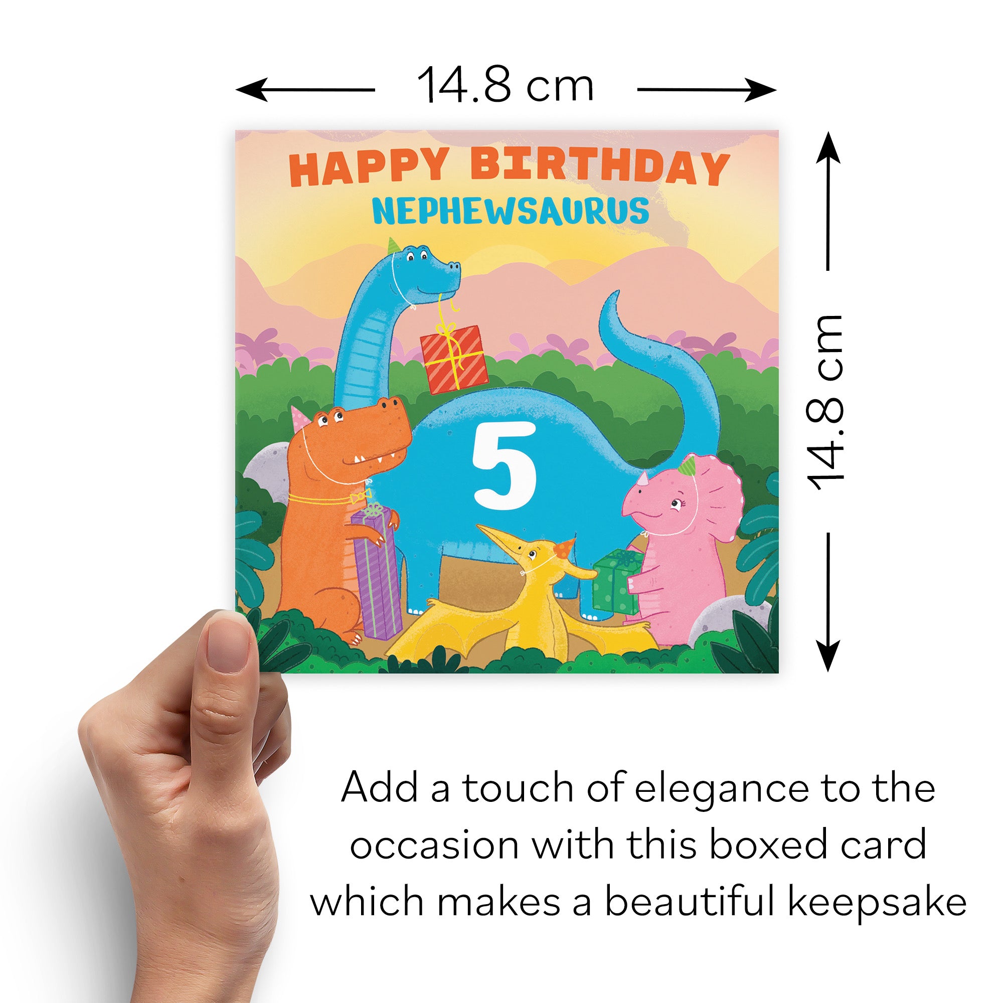 Boxed 5th Nephew Dinosaur Party Birthday Card Imagination - Default Title (B0D58LBSYN)