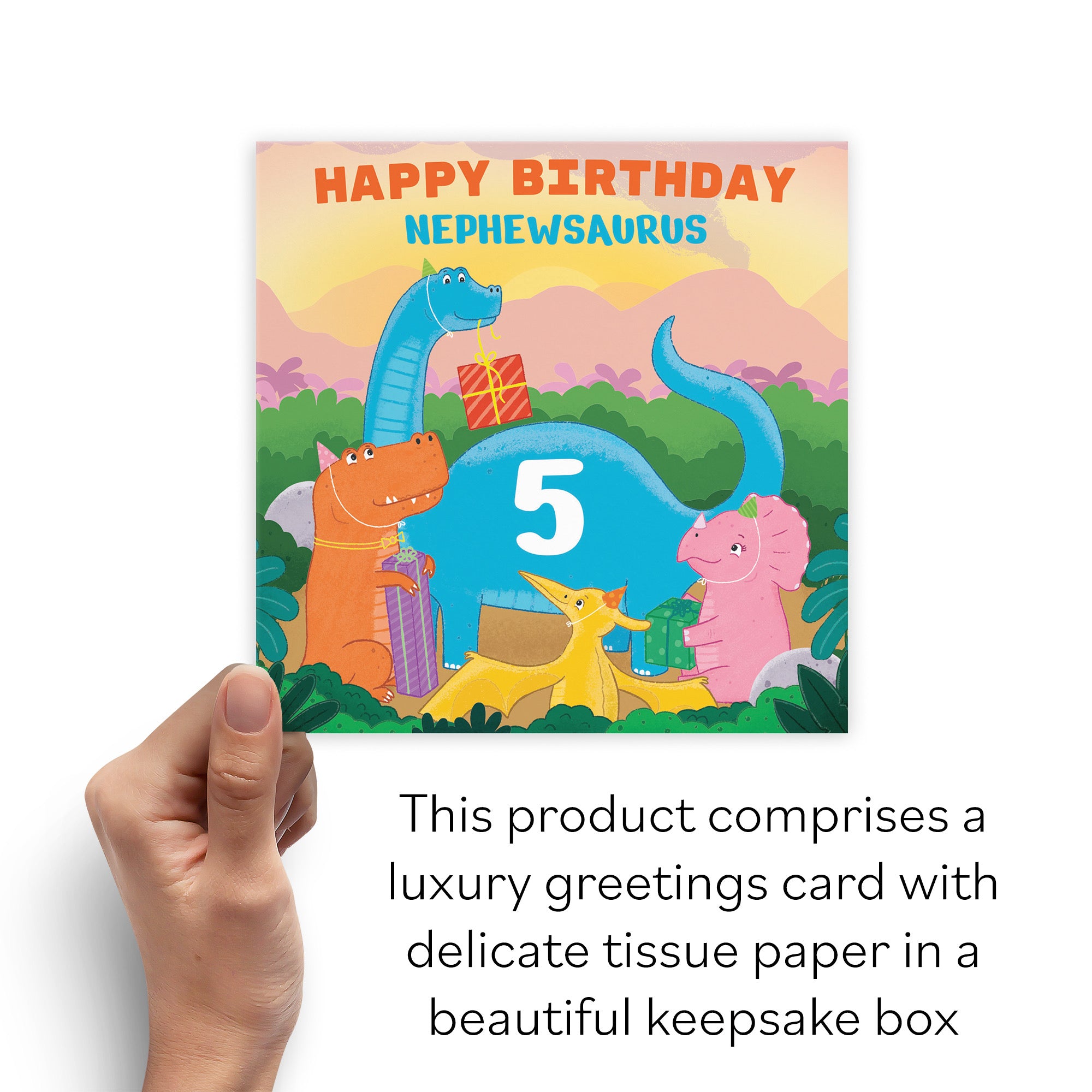 Boxed 5th Nephew Dinosaur Party Birthday Card Imagination - Default Title (B0D58LBSYN)