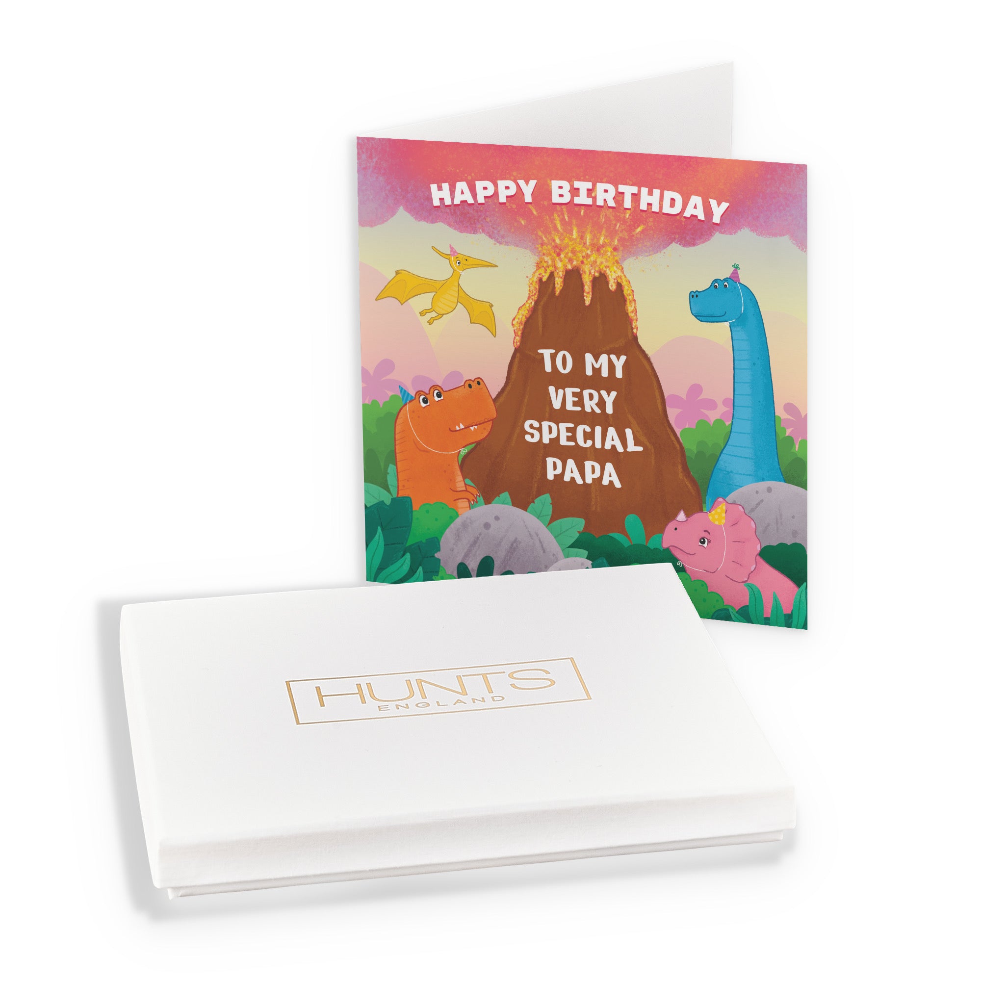 Boxed Papa Dinosaur Volcano Cute Birthday Card Imagination - Default Title (B0D58LS37H)