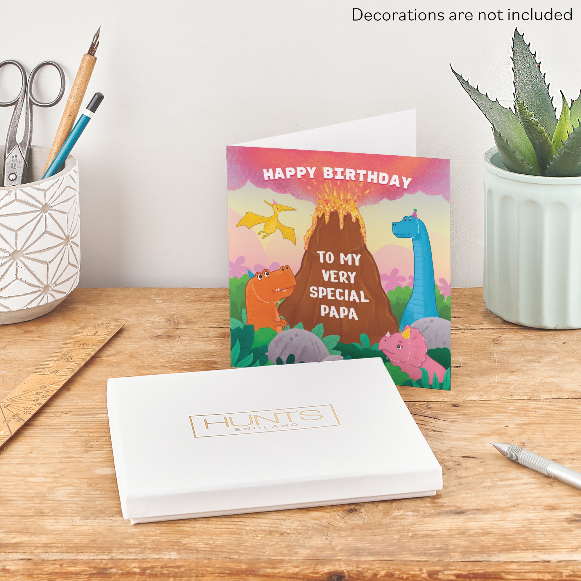 Boxed Papa Dinosaur Volcano Cute Birthday Card Imagination - Default Title (B0D58LS37H)