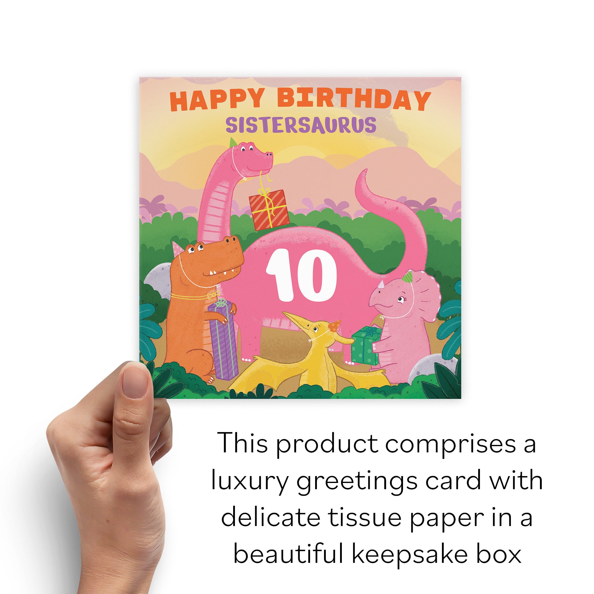 Boxed 10th Sister Dinosaur Party Birthday Card Imagination - Default Title (B0D58MDZ2M)