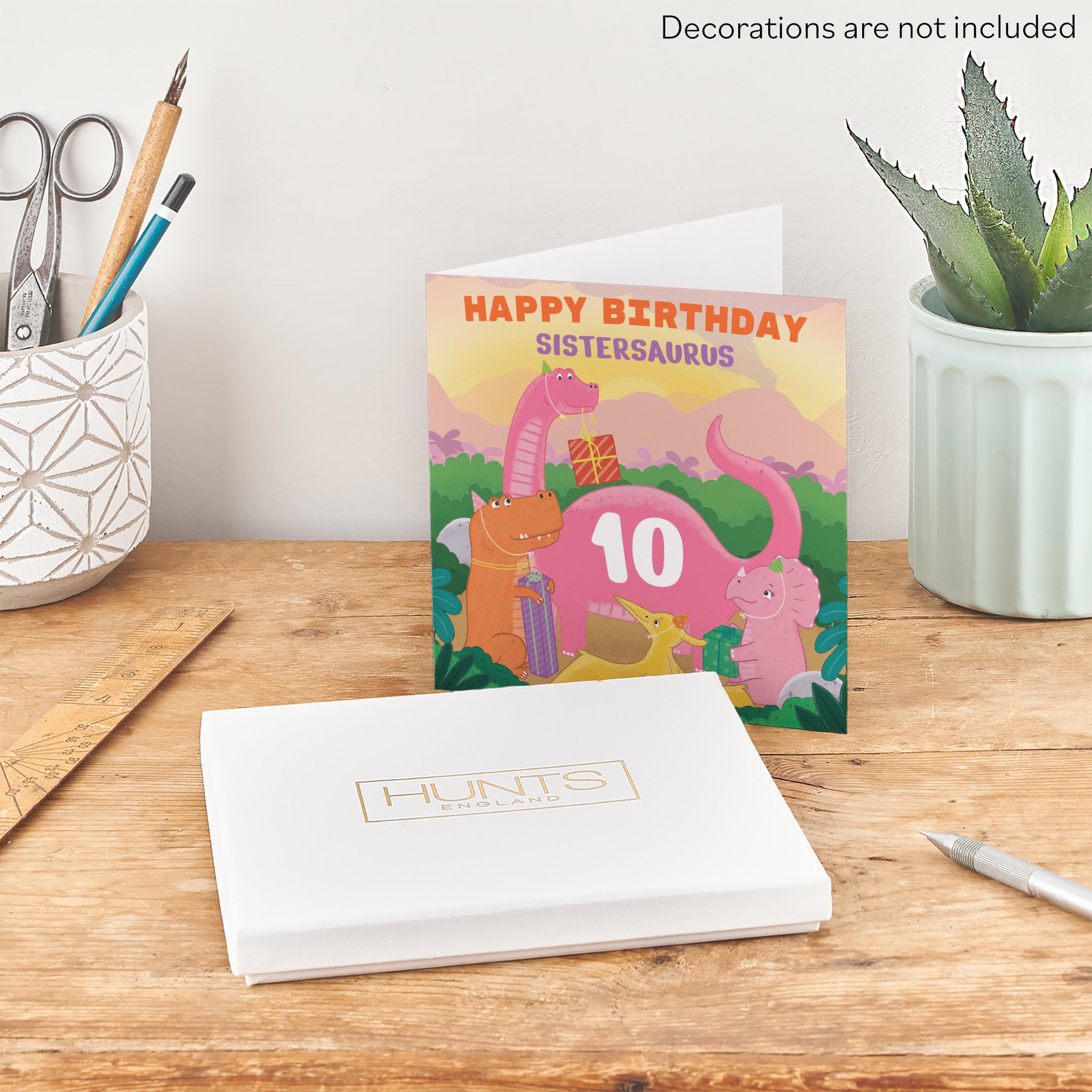 Boxed 10th Sister Dinosaur Party Birthday Card Imagination - Default Title (B0D58MDZ2M)