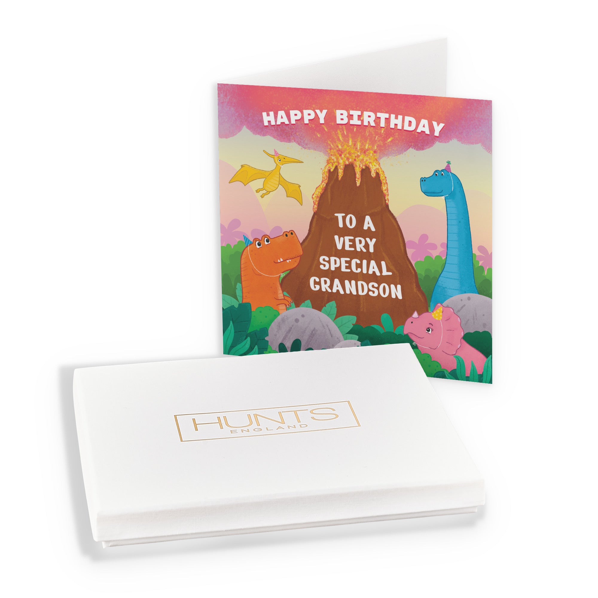 Boxed Grandson Dinosaur Volcano Children's Birthday Card Imagination - Default Title (B0D58MYDFB)