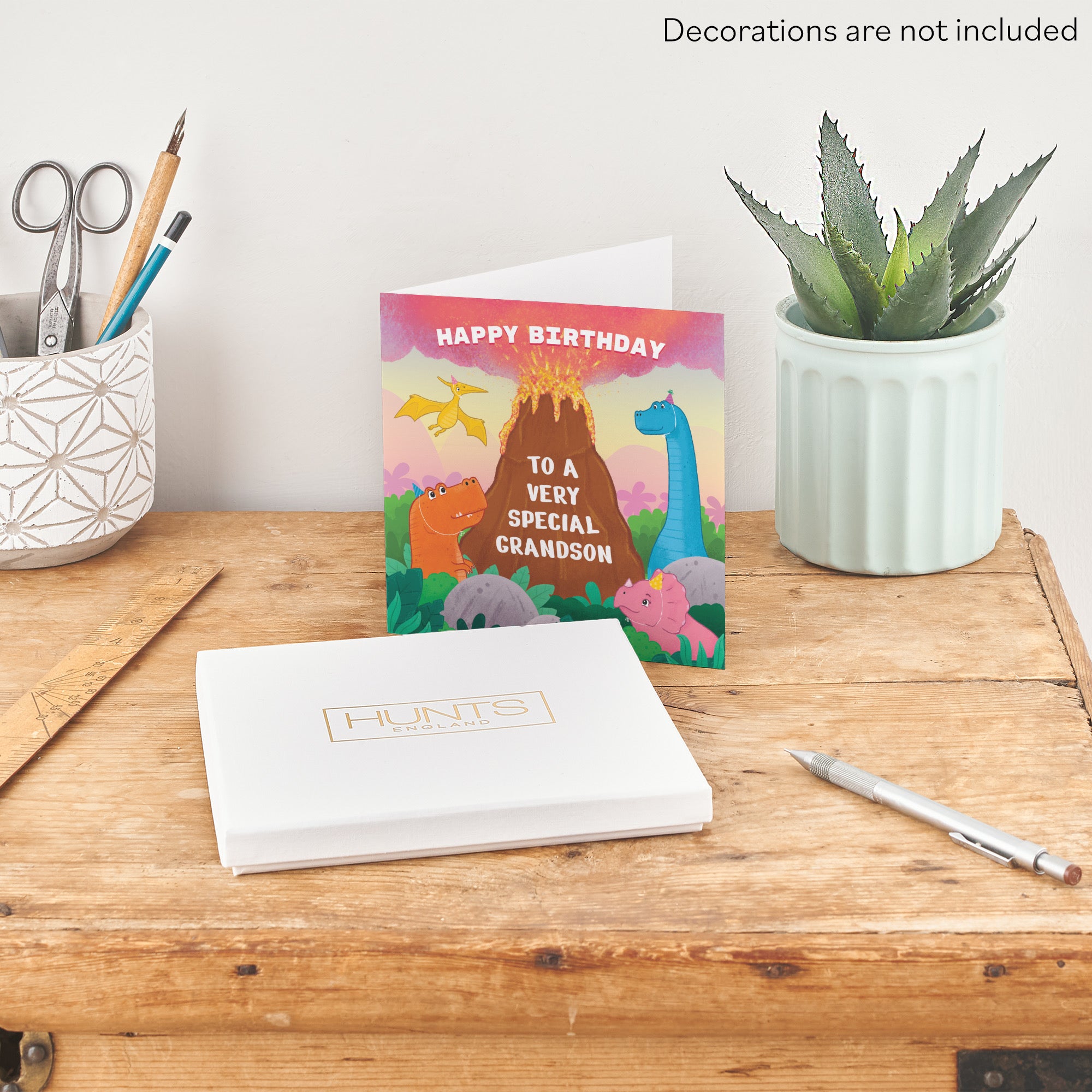 Boxed Grandson Dinosaur Volcano Children's Birthday Card Imagination - Default Title (B0D58MYDFB)