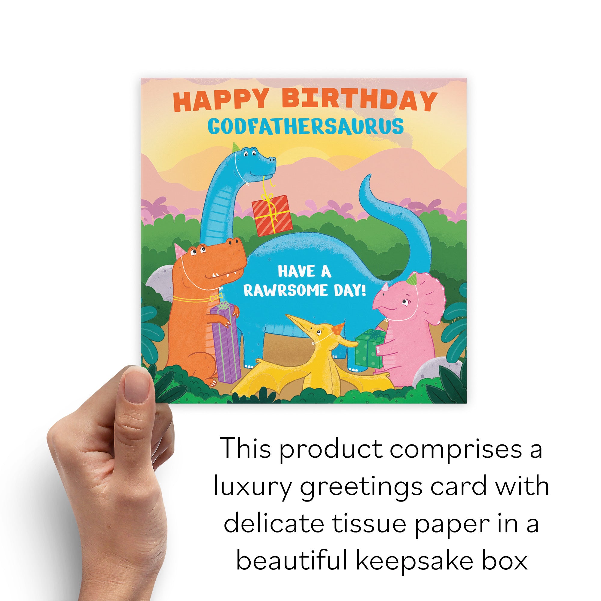 Boxed Godfather Birthday Dinosaur Party Children's Card Imagination - Default Title (B0D58N2N1G)