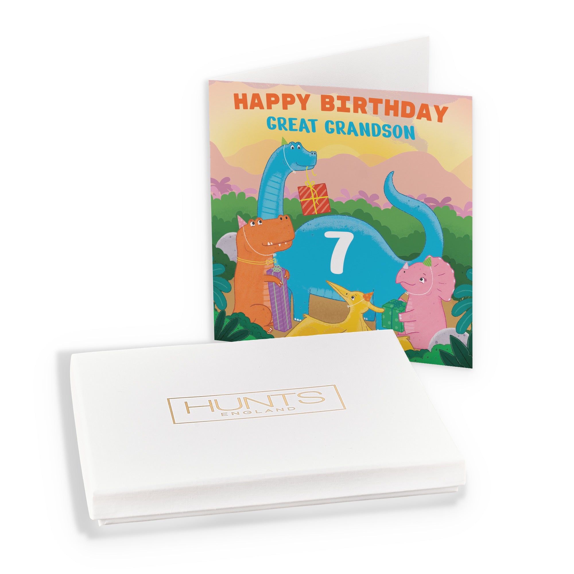 Boxed 7th Great Grandson Dinosaur Party Birthday Card Imagination - Default Title (B0D58NQS2H)