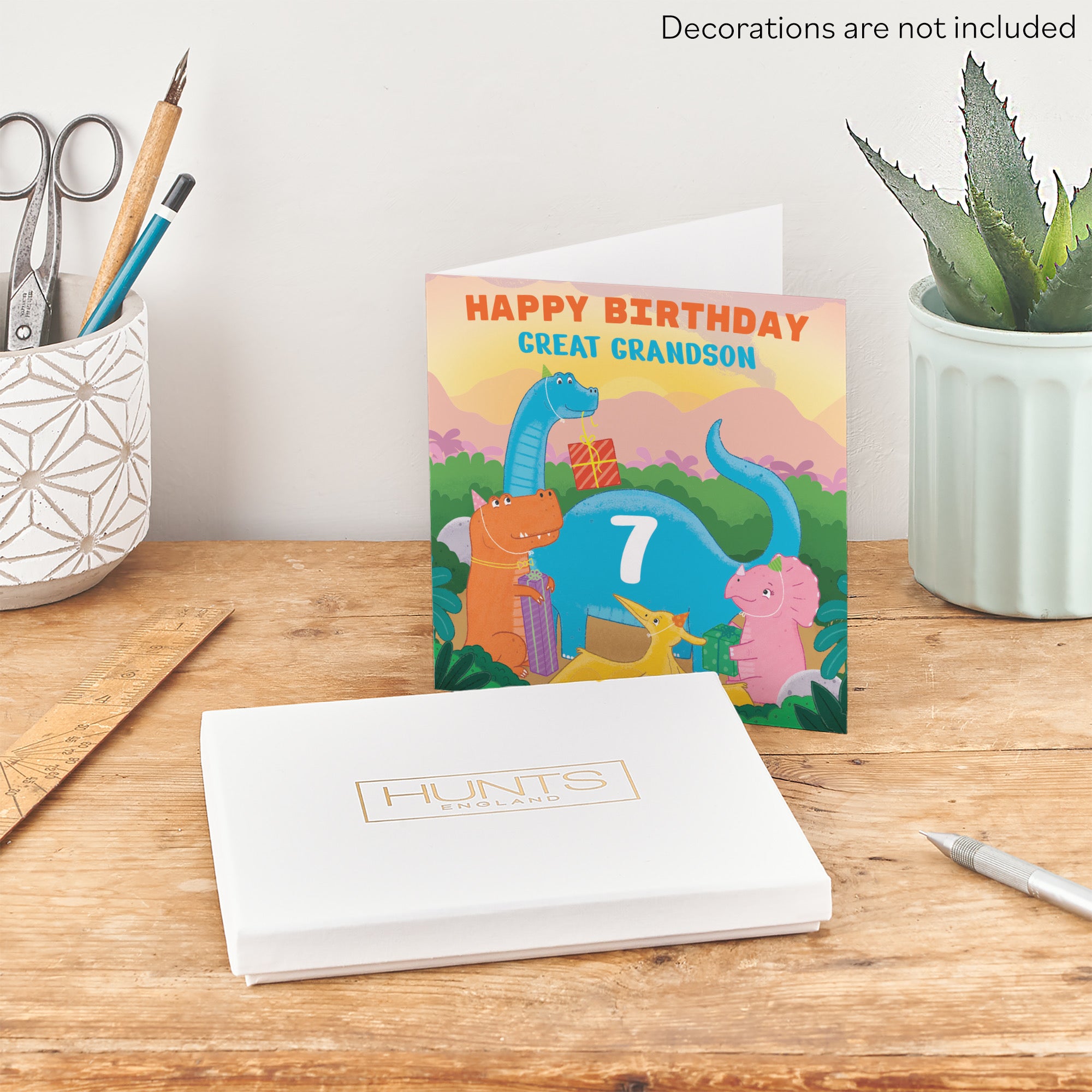 Boxed 7th Great Grandson Dinosaur Party Birthday Card Imagination - Default Title (B0D58NQS2H)