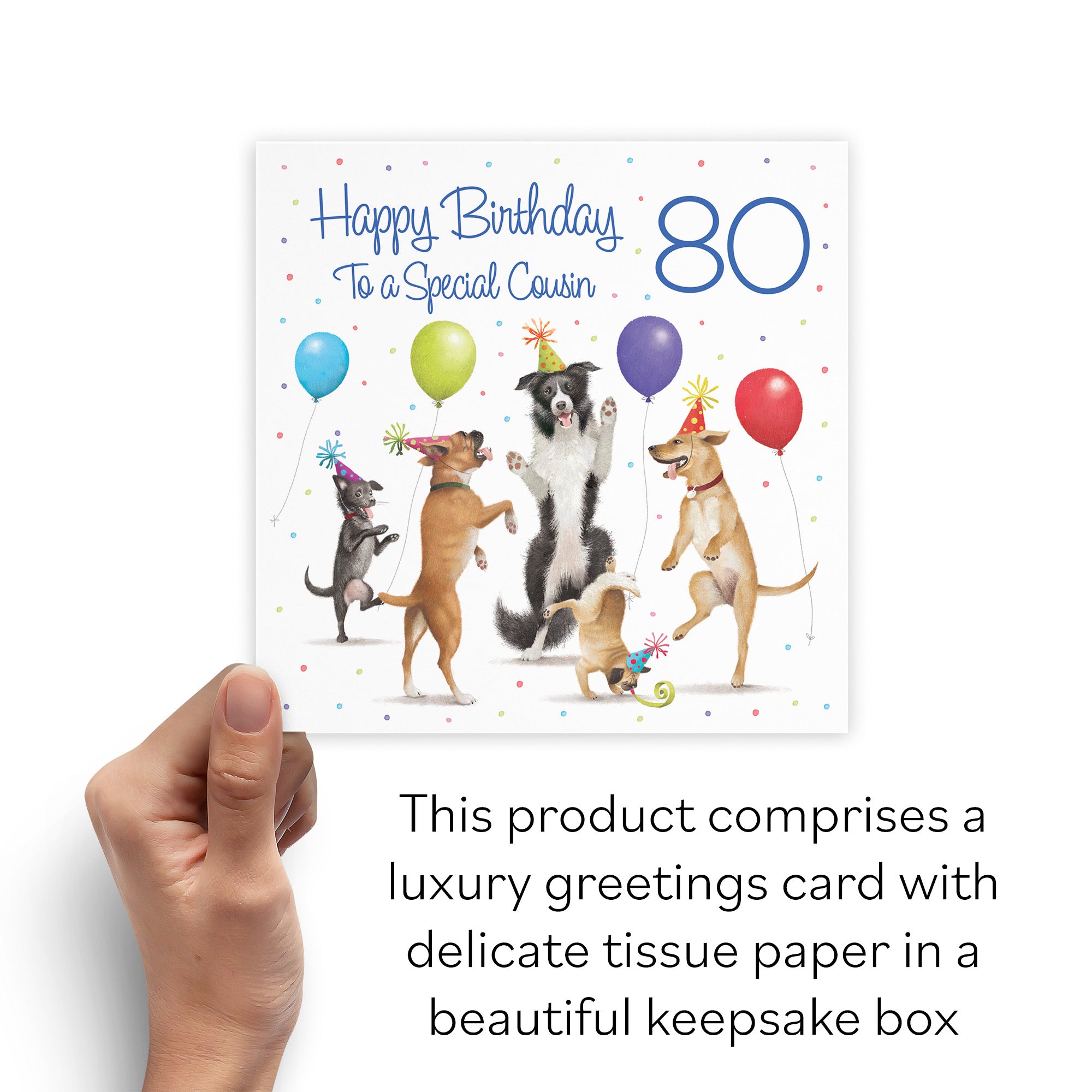 Boxed 80th Cousin Birthday Card Dancing Dogs Milo's Gallery - Default Title (B0D5R6FMX3)