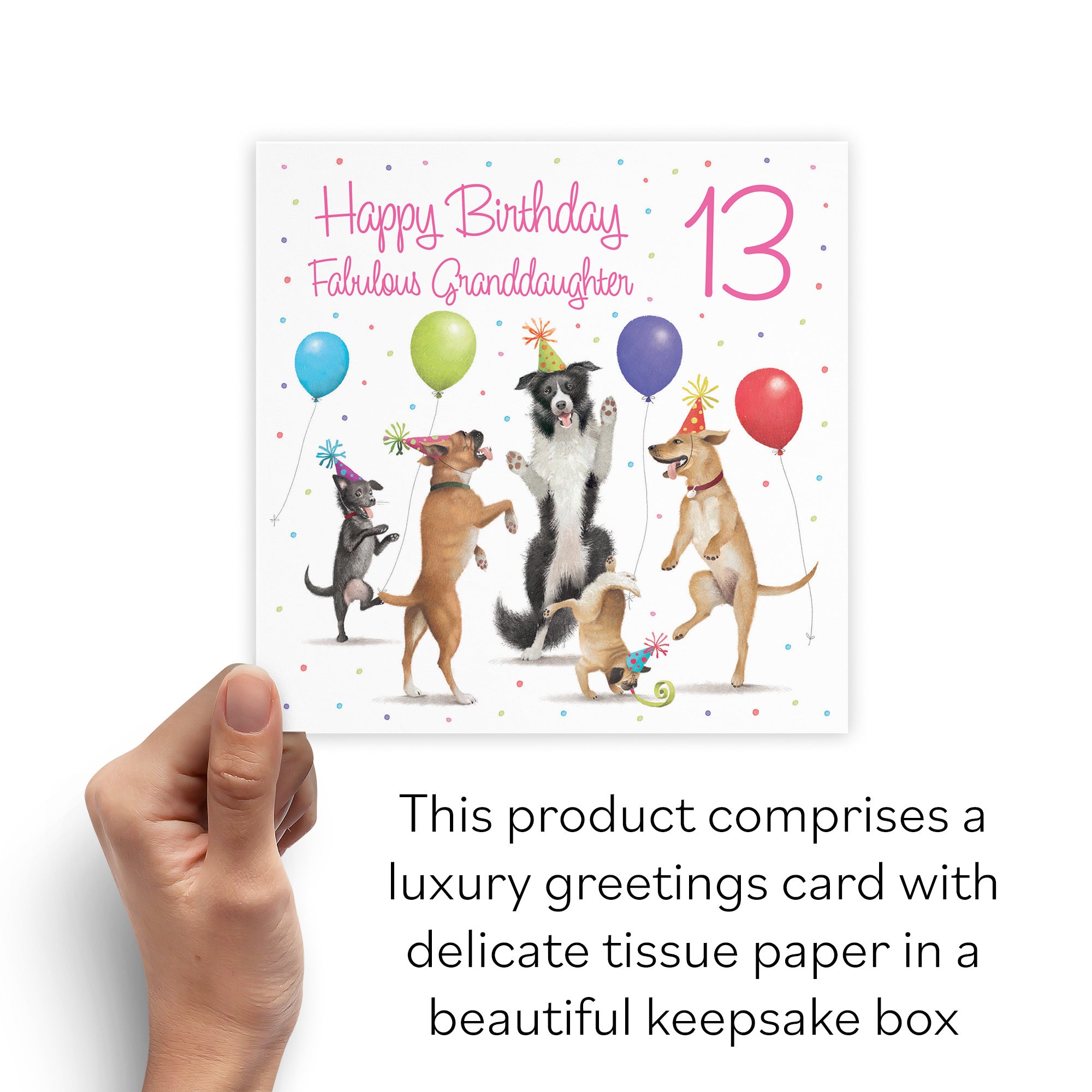 Boxed 13th Granddaughter Birthday Card Dancing Dogs Milo's Gallery - Default Title (B0D5R6XZSW)