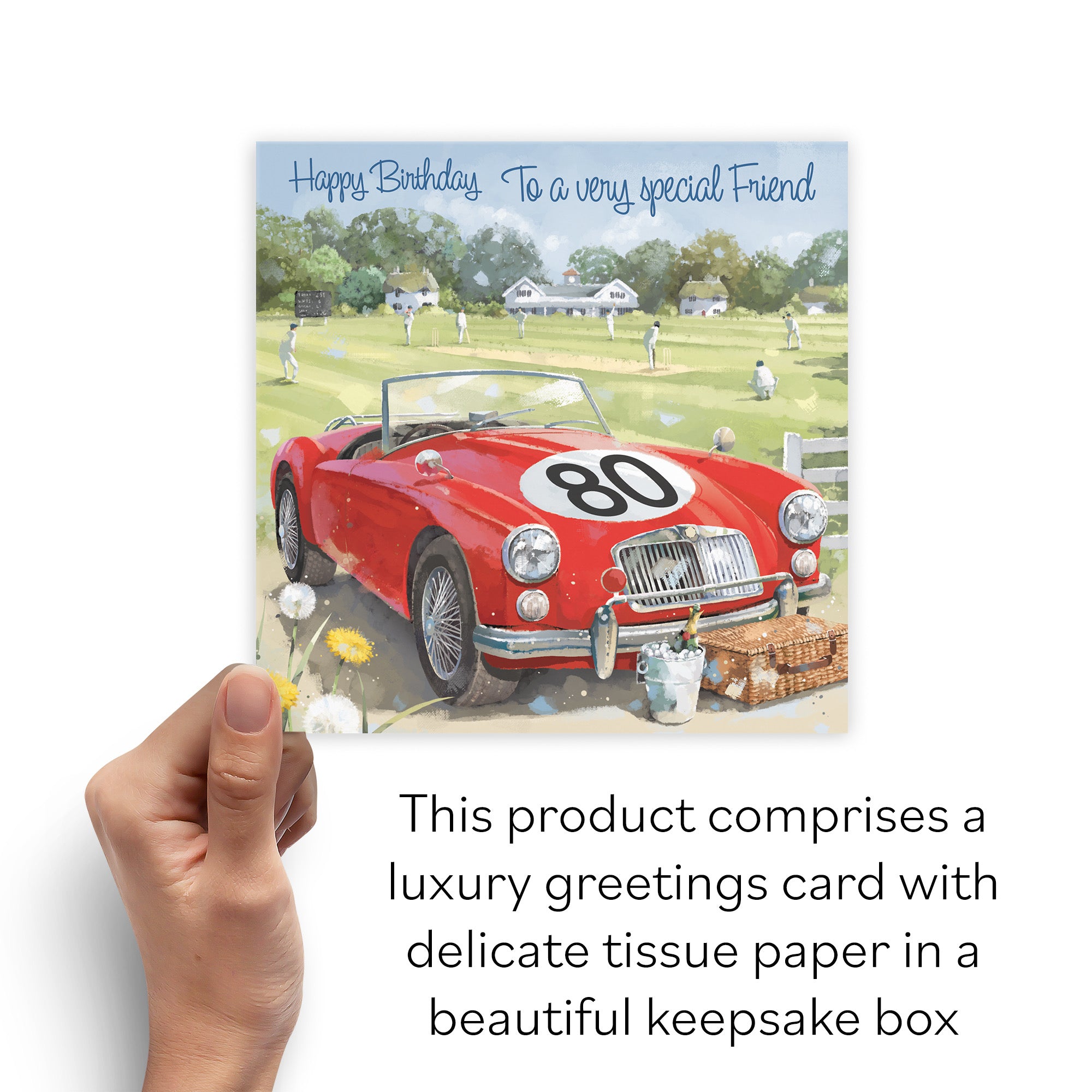 Boxed 80th Friend Classic Sports Car Birthday Card Milo's Gallery - Default Title (B0D5R7GBRF)