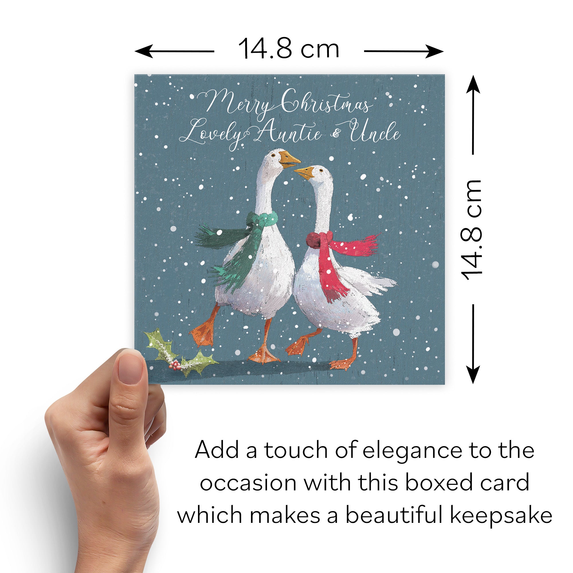 Boxed Auntie And Uncle Festive Geese Christmas Card Milo's Gallery - Default Title (B0D5R81CF9)