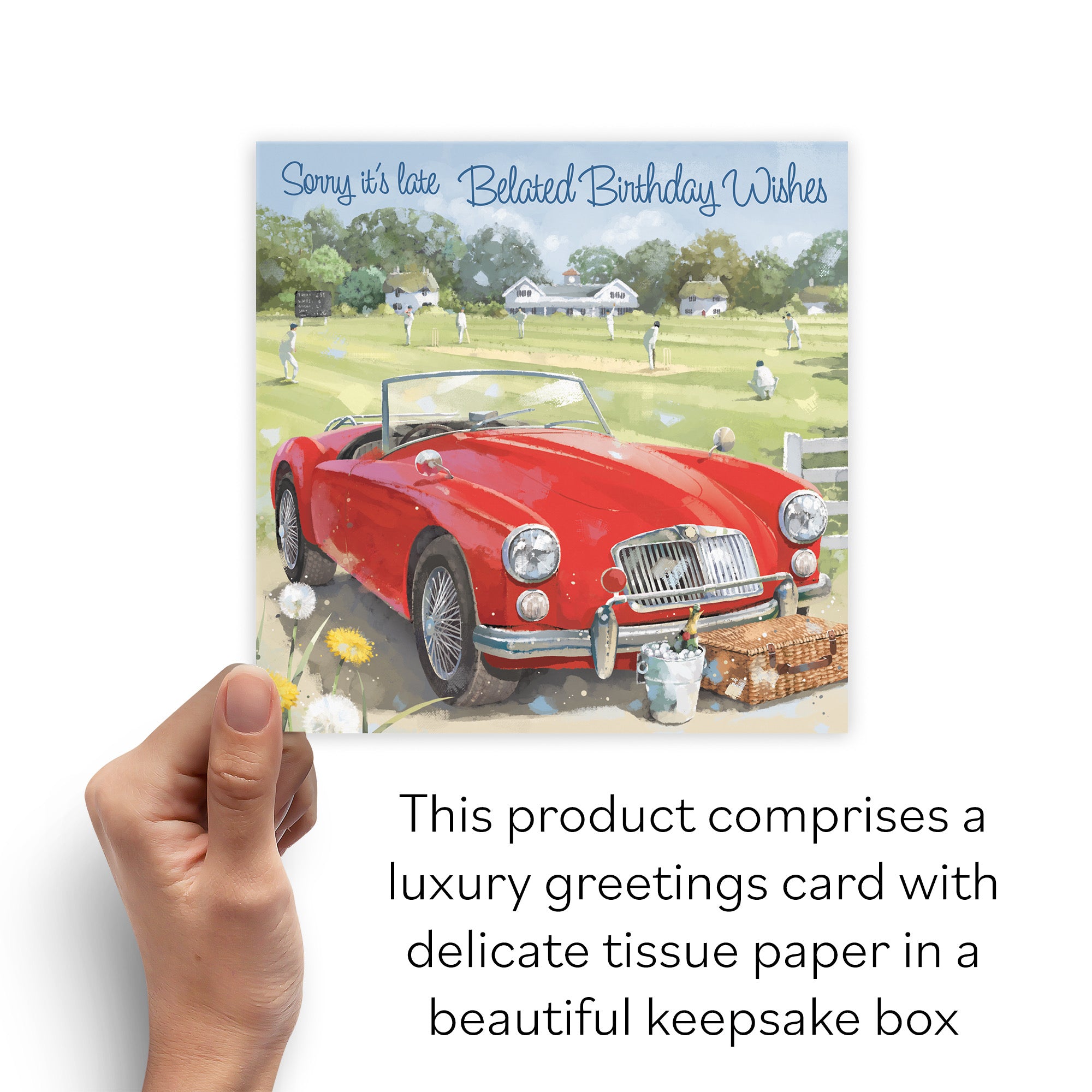 Boxed Classic Sports Car Belated Birthday Card Milo's Gallery - Default Title (B0D5R89H7N)